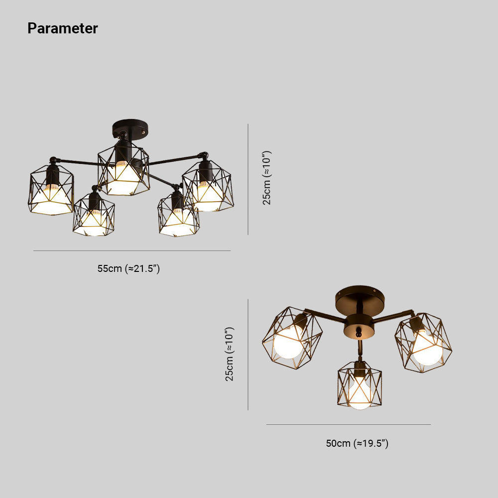 Arisha Black Semi-Flush Mount Ceiling Light - Neutralighting