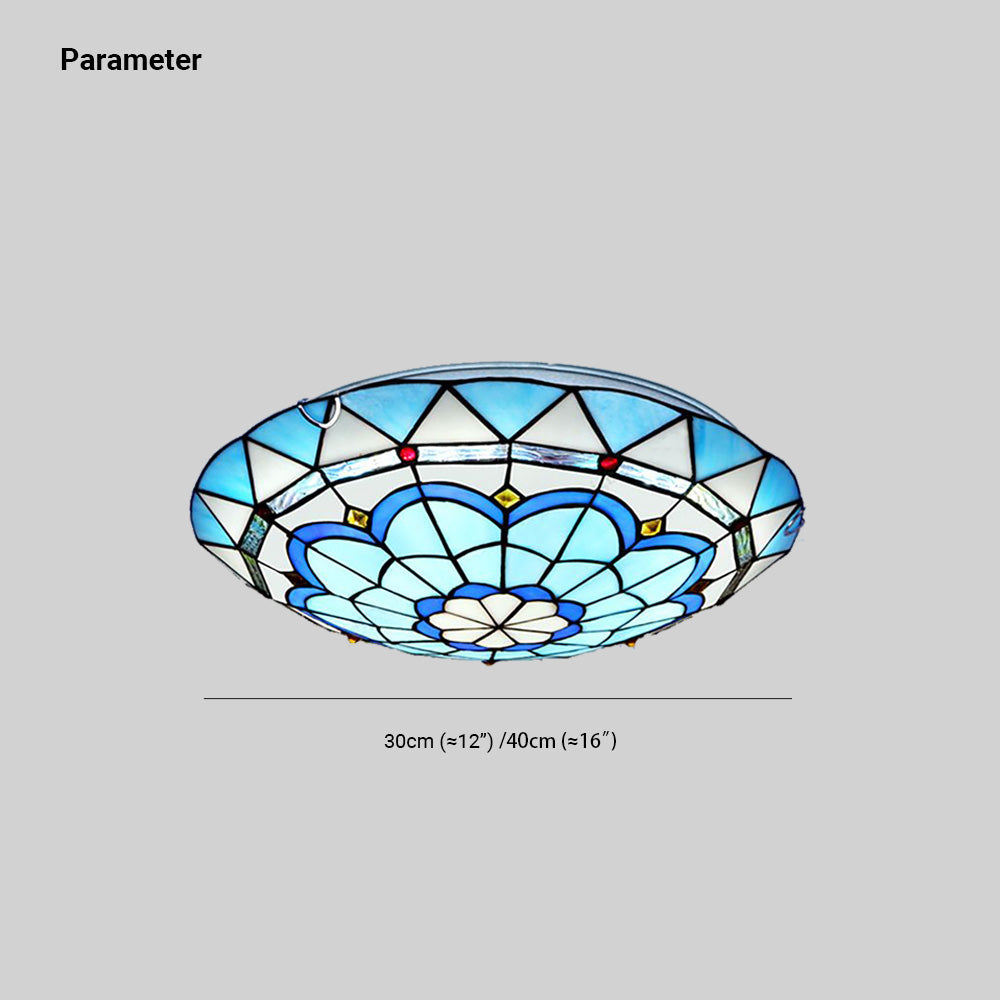 Tiffany Flush Mount Glass Colorful Ceiling Light, Bedroom - Neutralighting