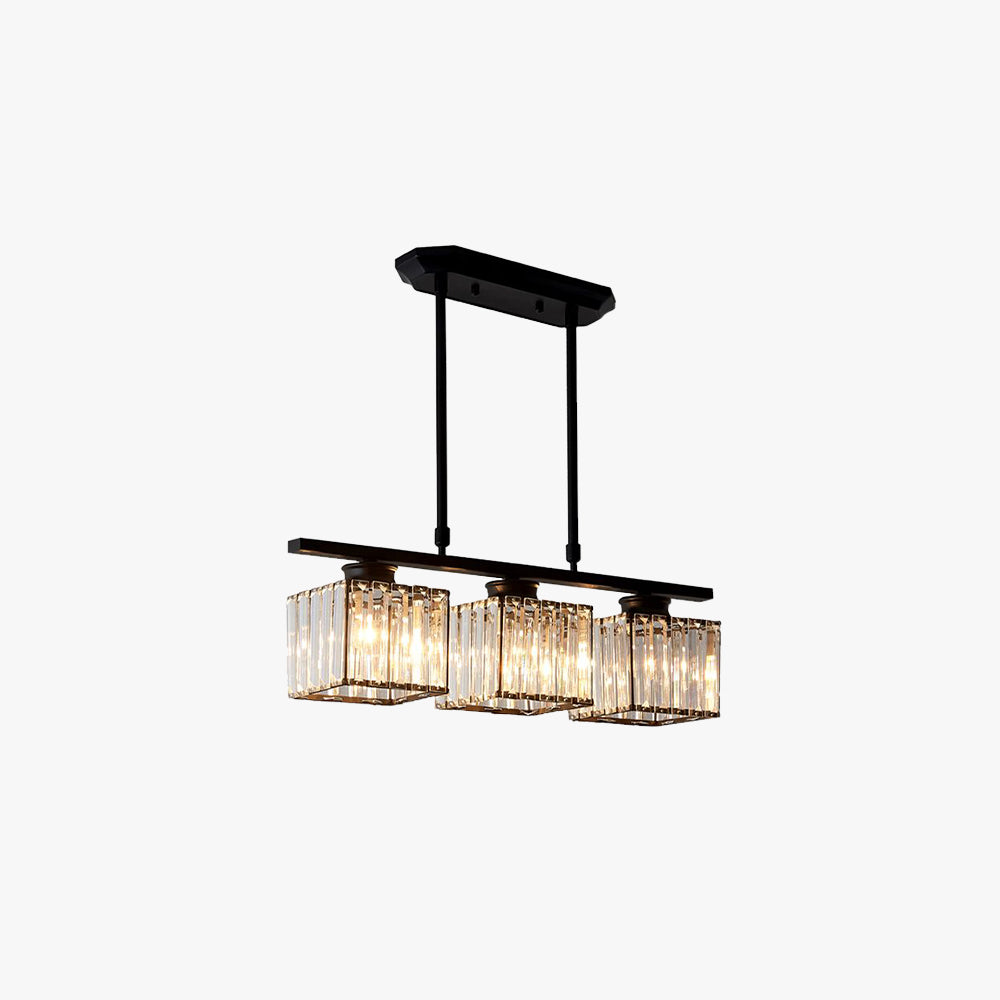 Kristy Crystal Square Pendant Light, Black & Gold, 3/4 Heads - Neutralighting