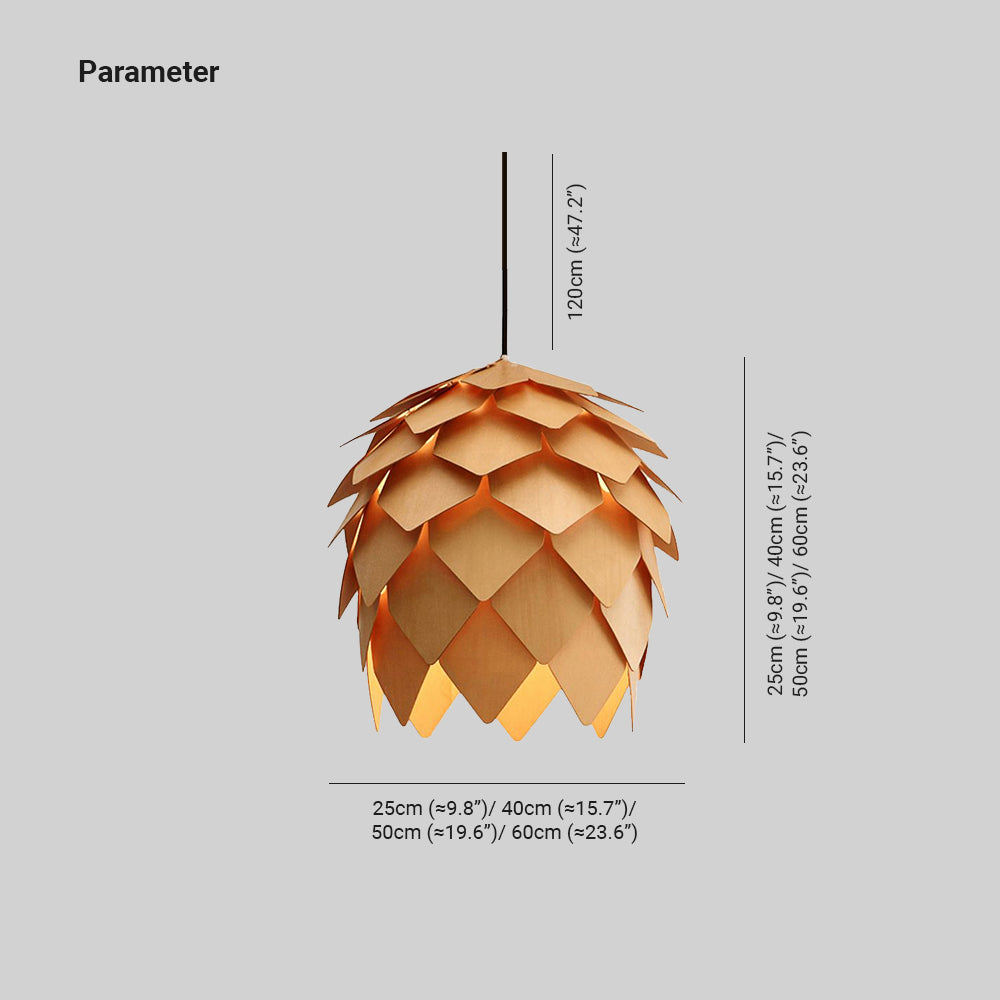 Muto Designer Pinecone Shape Wood Pendant Light - Neutralighting