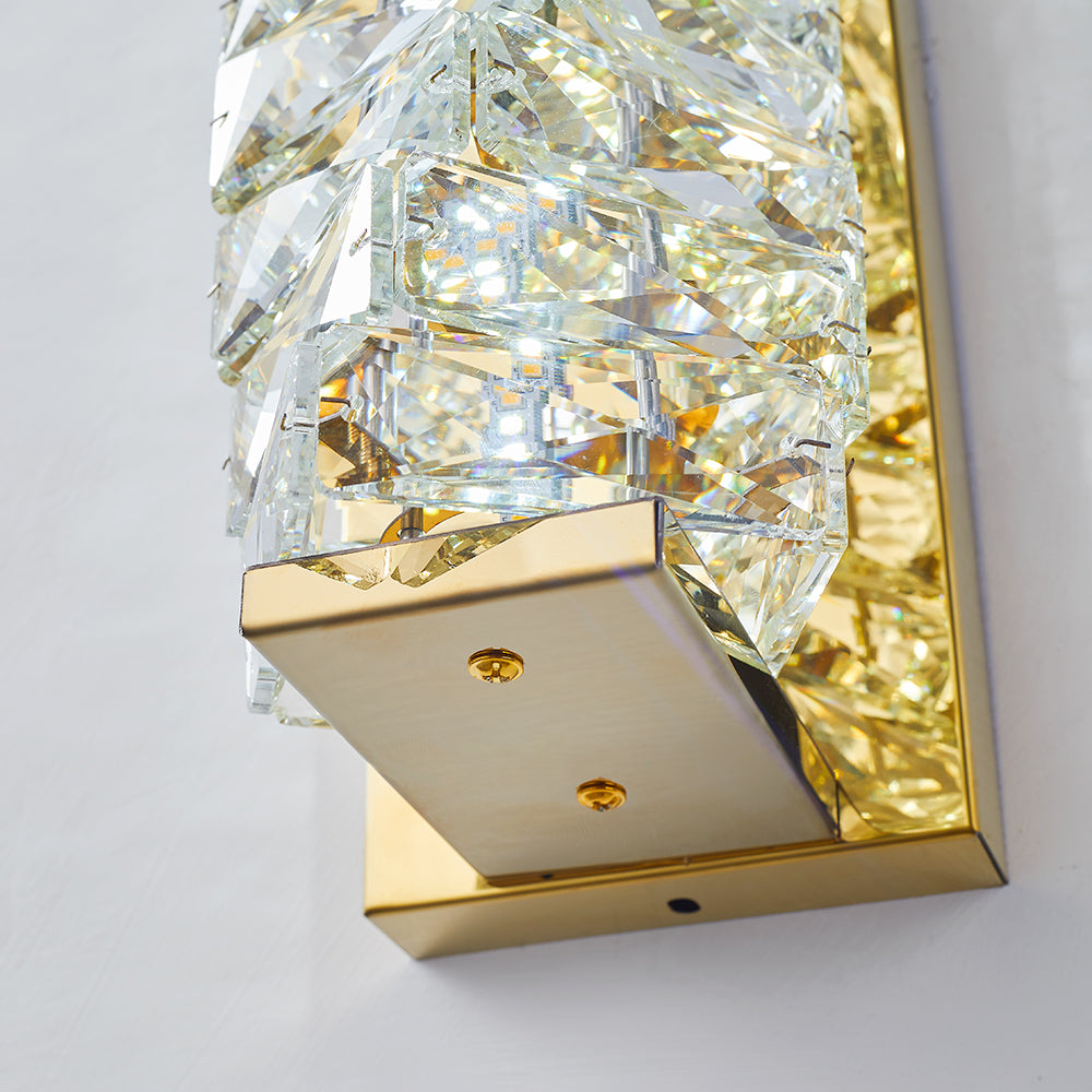 Kristy Modern Rectangular Vanity Metal Crystal LED Wall Lamp - Neutralighting