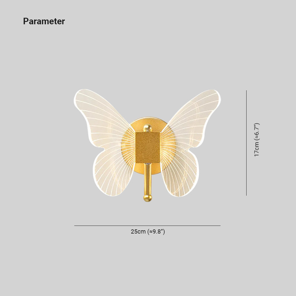 Arisha Cute Butterfly Metal Wall Lamp, Gold - Neutralighting