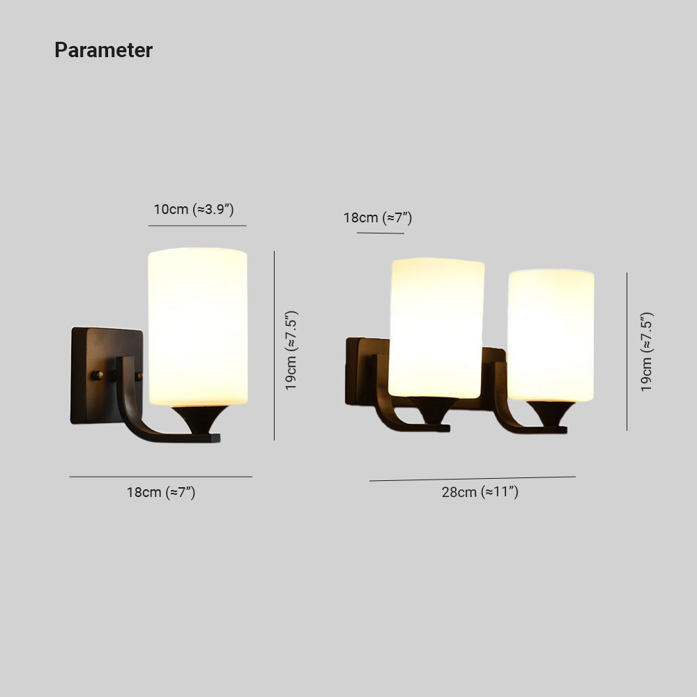 Tiffany Minimalism Cylindrical Metal Glass Art Vanity Wall Lamp, Black/Chrome - Neutralighting
