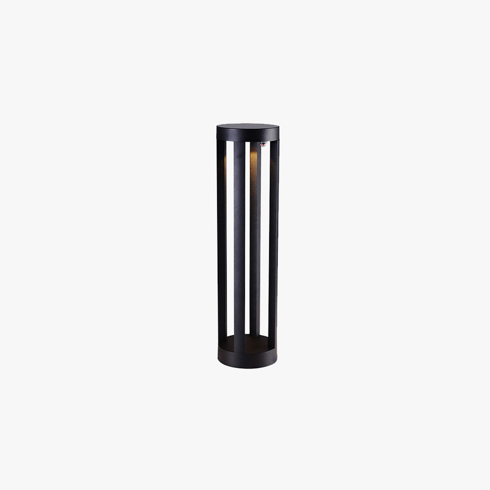 Ray Minimalist Cylindrical Hollow Solar Outdoor Path Light, Black - Neutralighting