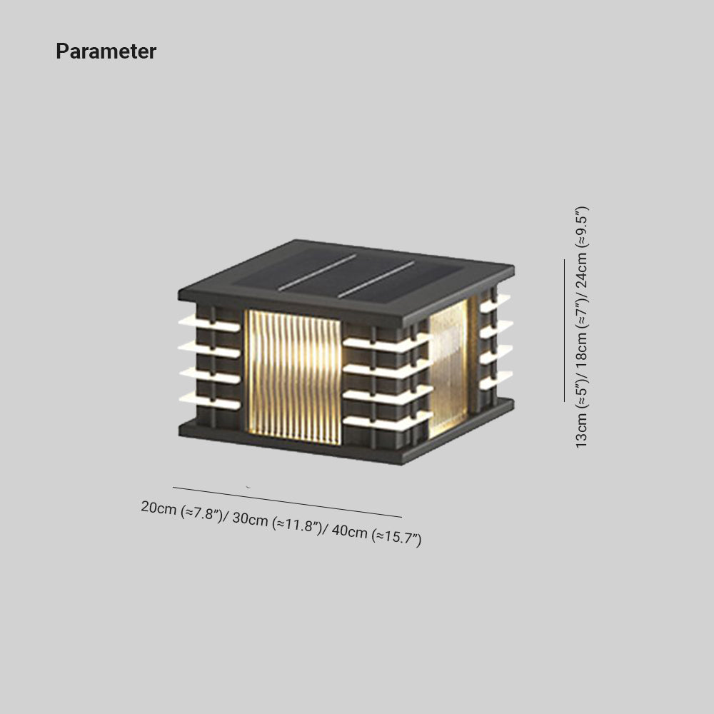 Ray Modern Square Metal Acrylic Glass Outdoor Solar Floor Lamps, Black - Neutralighting