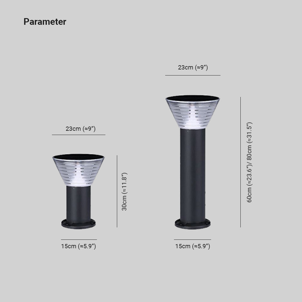 Ray Modern Conical Solar Outdoor Bollard Light, Black - Neutralighting