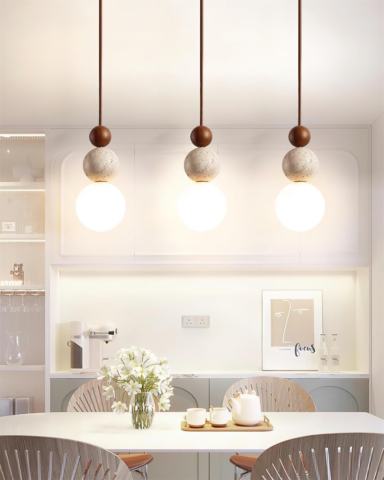 Ball Travertine Pendant Lamp - Neutralighting