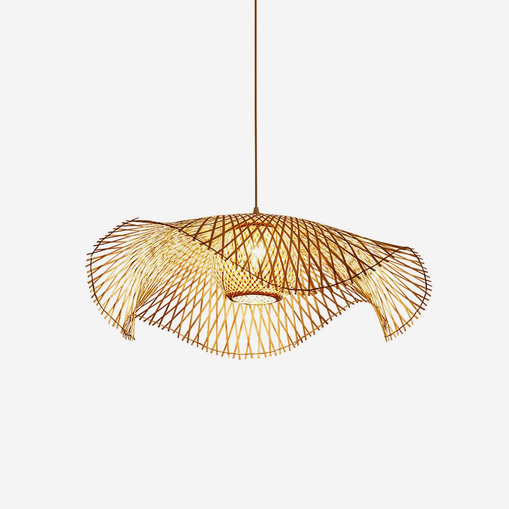 Pendant Lamp Bamboo Lotus Leaf Shape Open Weave Natural - Neutralighting