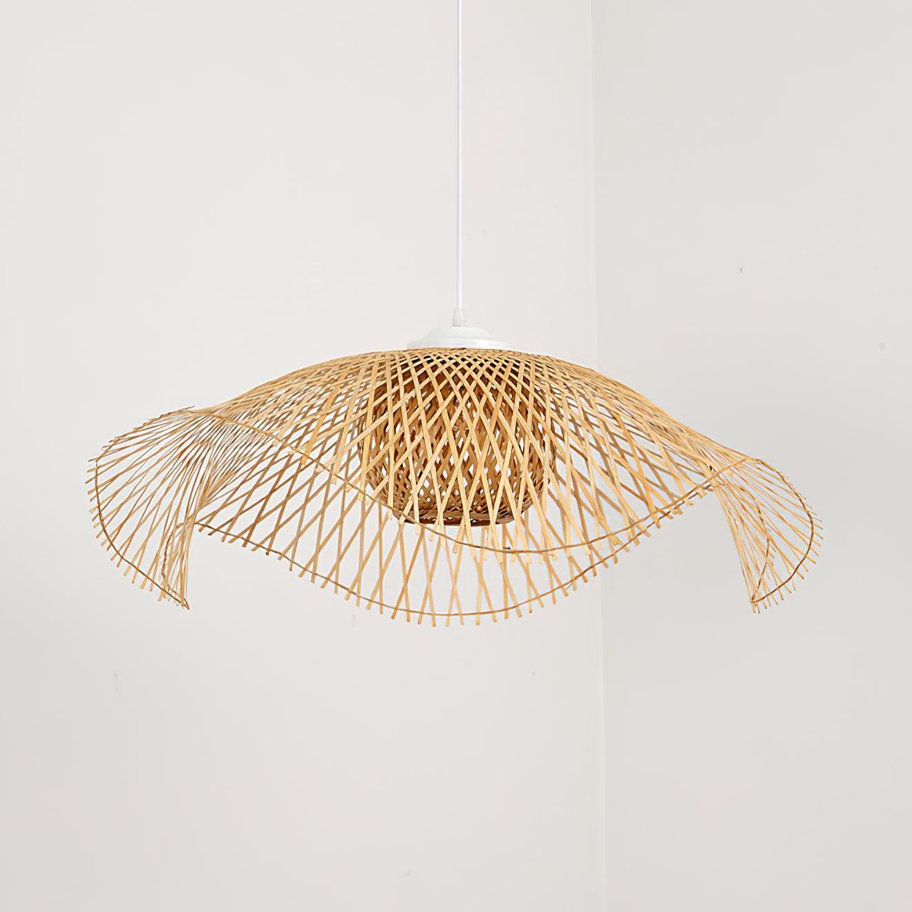 Pendant Lamp Bamboo Lotus Leaf Shape Open Weave Natural - Neutralighting