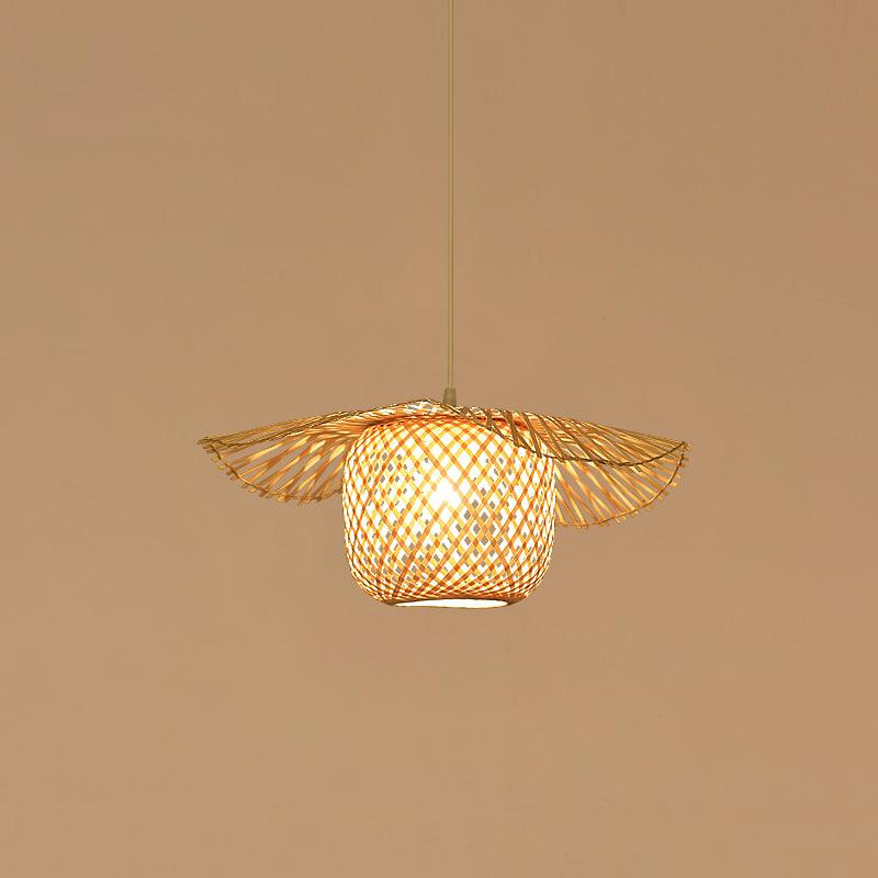 Pendant Lamp Bamboo Lotus Leaf Shape Open Weave Natural - Neutralighting