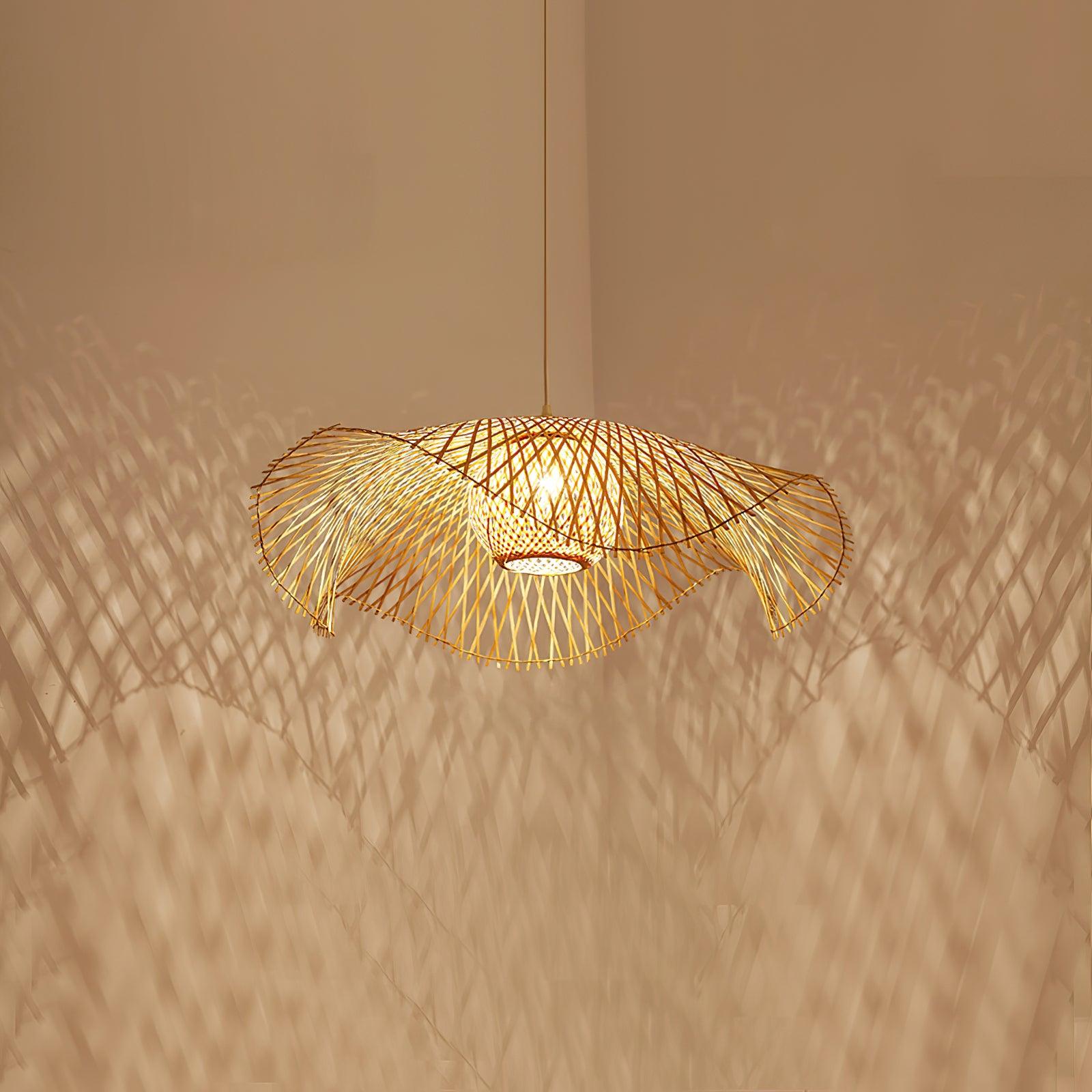 Pendant Lamp Bamboo Lotus Leaf Shape Open Weave Natural - Neutralighting
