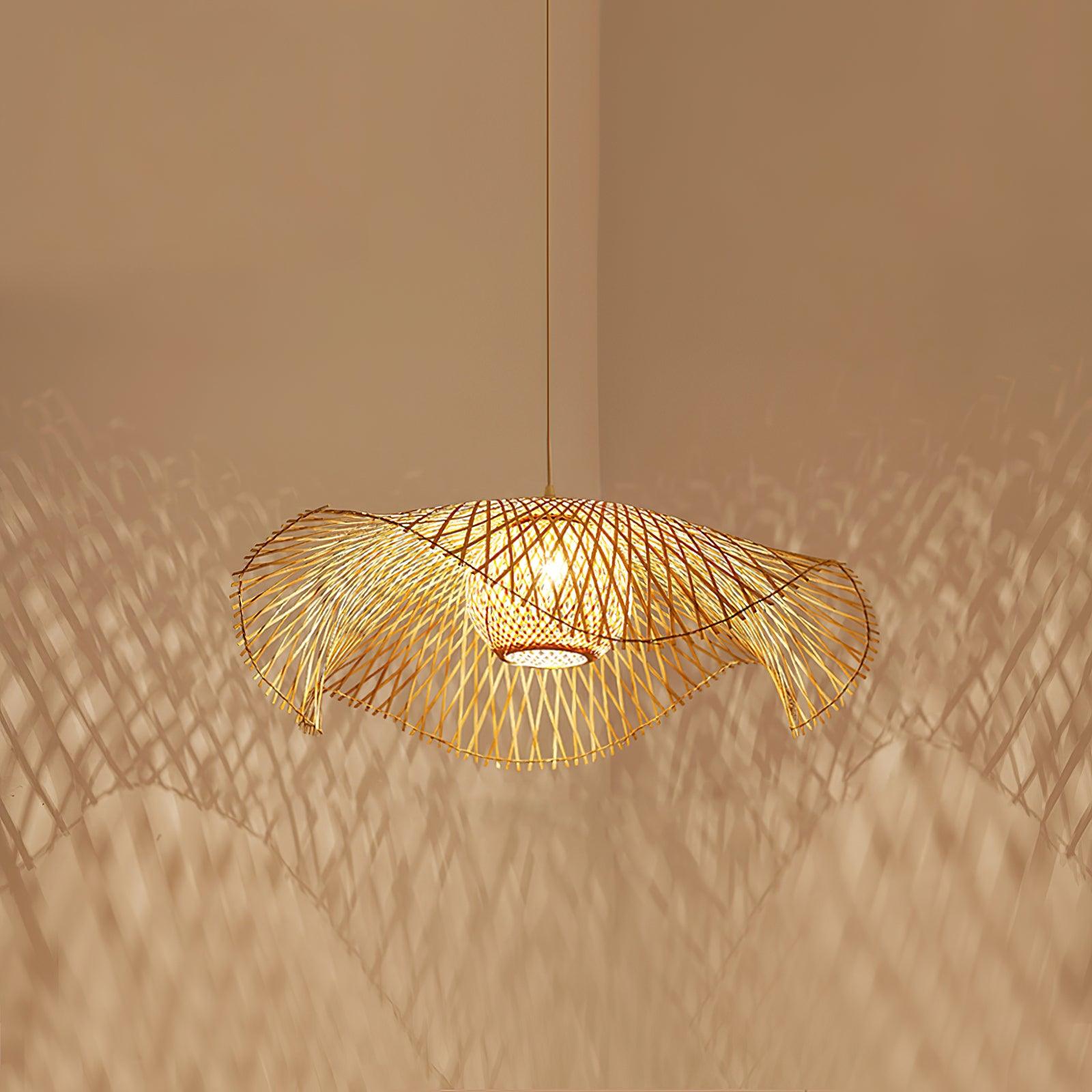 Pendant Lamp Bamboo Lotus Leaf Shape Open Weave Natural - Neutralighting