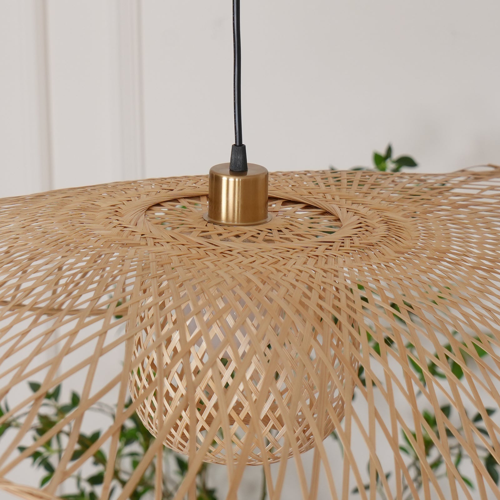 Pendant Lamp Bamboo Lotus Leaf Shape Open Weave Natural - Neutralighting
