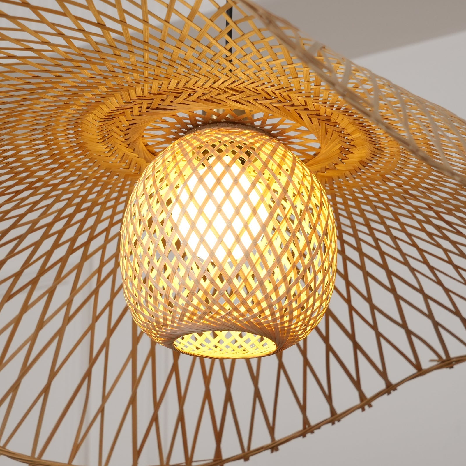 Pendant Lamp Bamboo Lotus Leaf Shape Open Weave Natural - Neutralighting