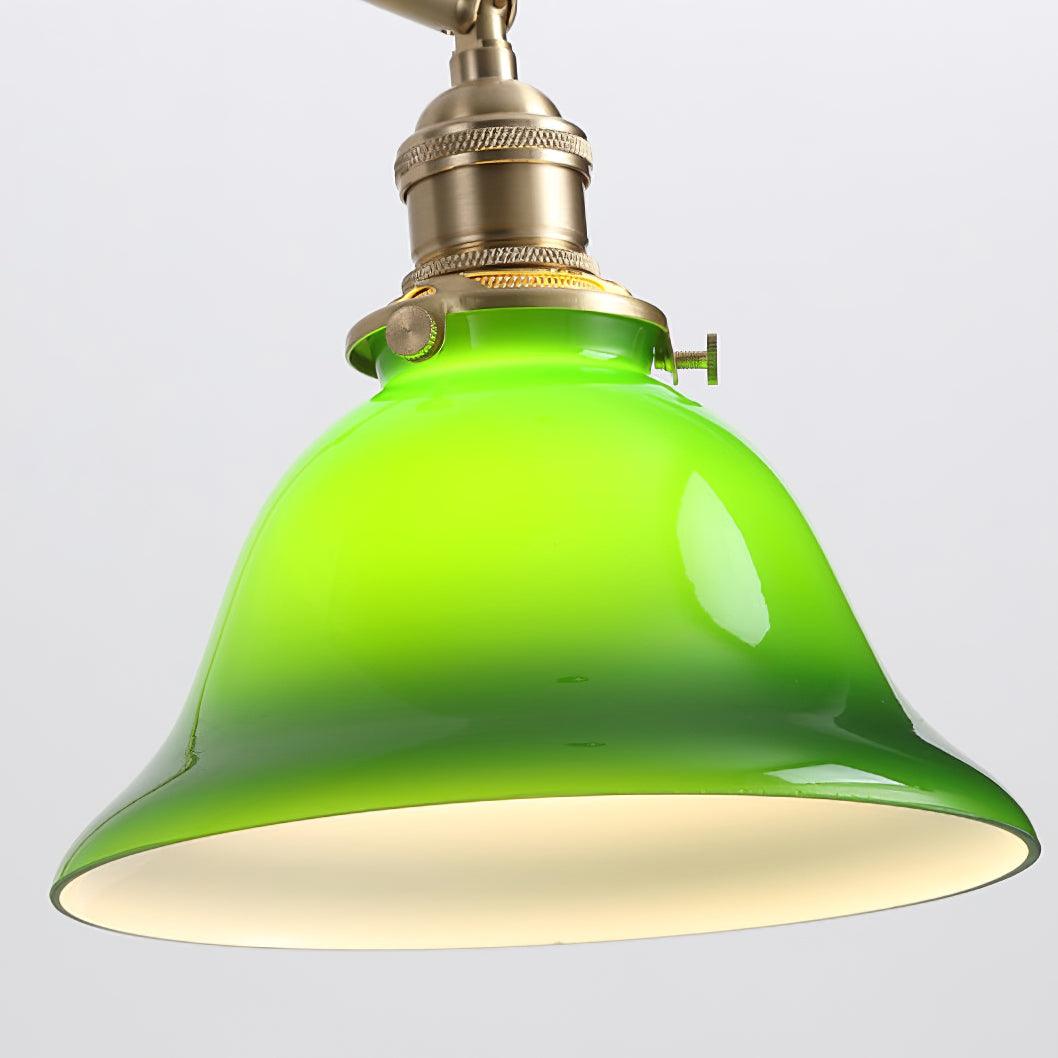 Wall Lamp Brass and Glass Shade Walnut Wood Base Adjustable Arm Vintage - Neutralighting