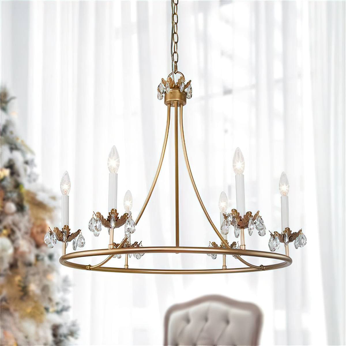 Yrvuvyh Vintage Industrial Luxury Brass Crystal Chandelier - Neutralighting