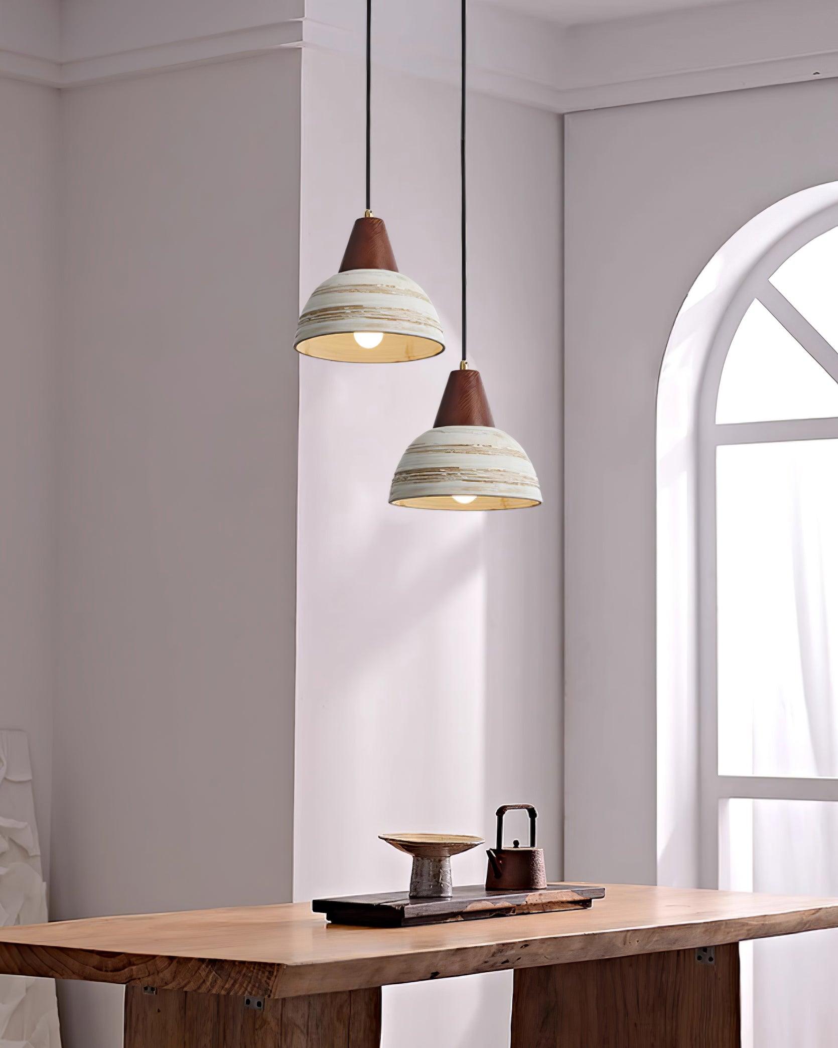 Pendant Lamp Textured Ceramic Shade Tapered Nordic Minimalist - Neutralighting