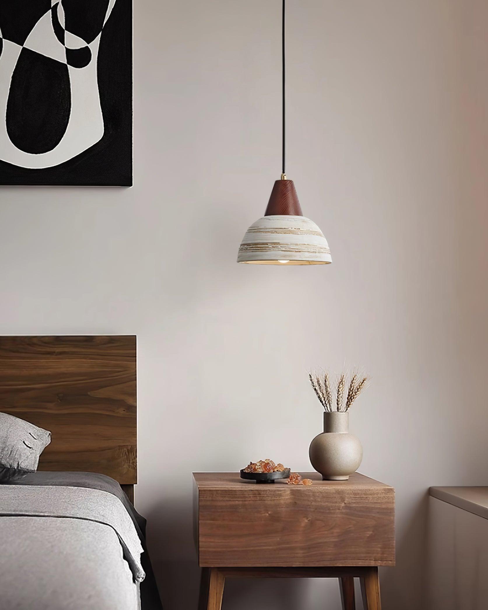 Pendant Lamp Textured Ceramic Shade Tapered Nordic Minimalist - Neutralighting