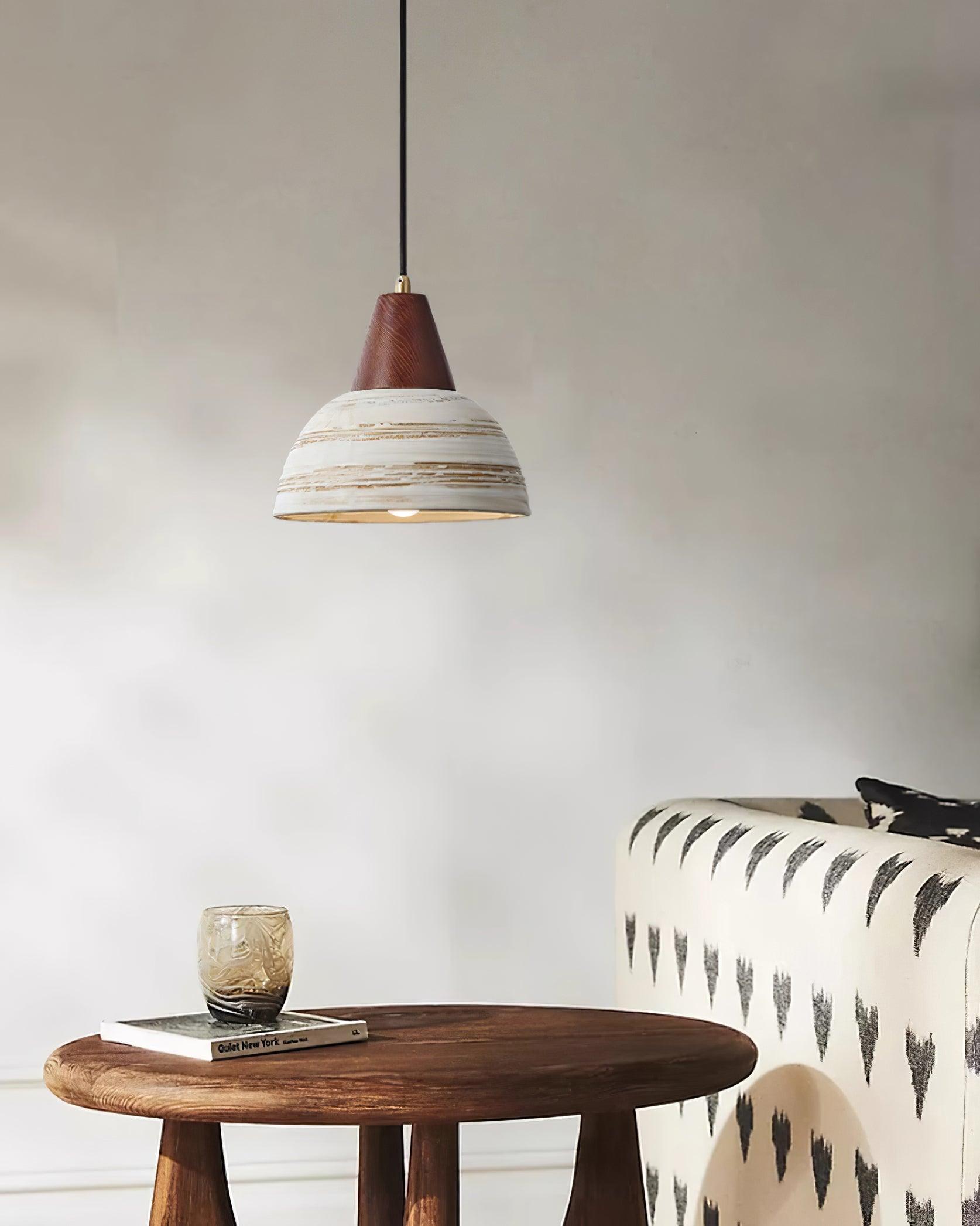 Pendant Lamp Textured Ceramic Shade Tapered Nordic Minimalist - Neutralighting
