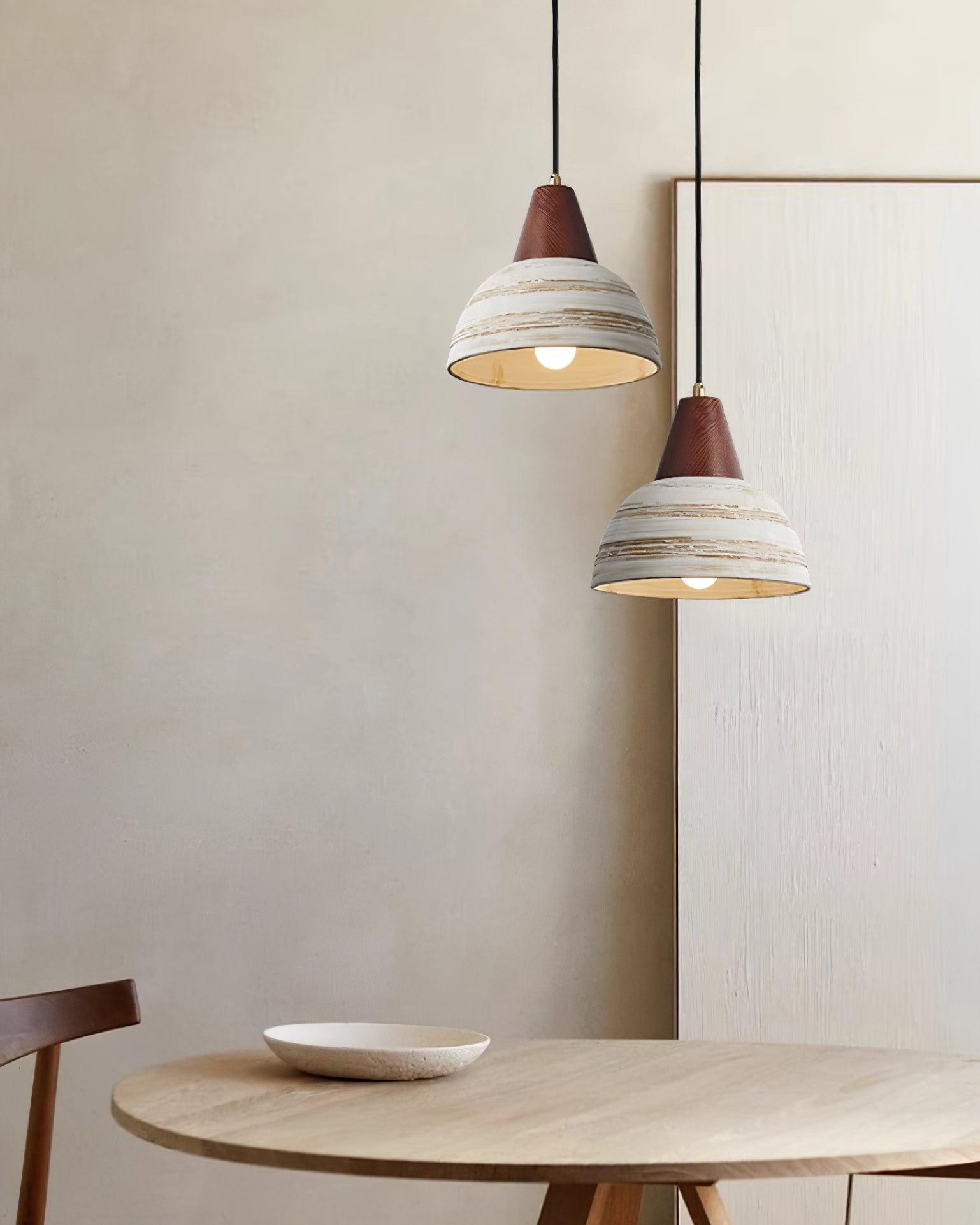 Pendant Lamp Textured Ceramic Shade Tapered Nordic Minimalist - Neutralighting