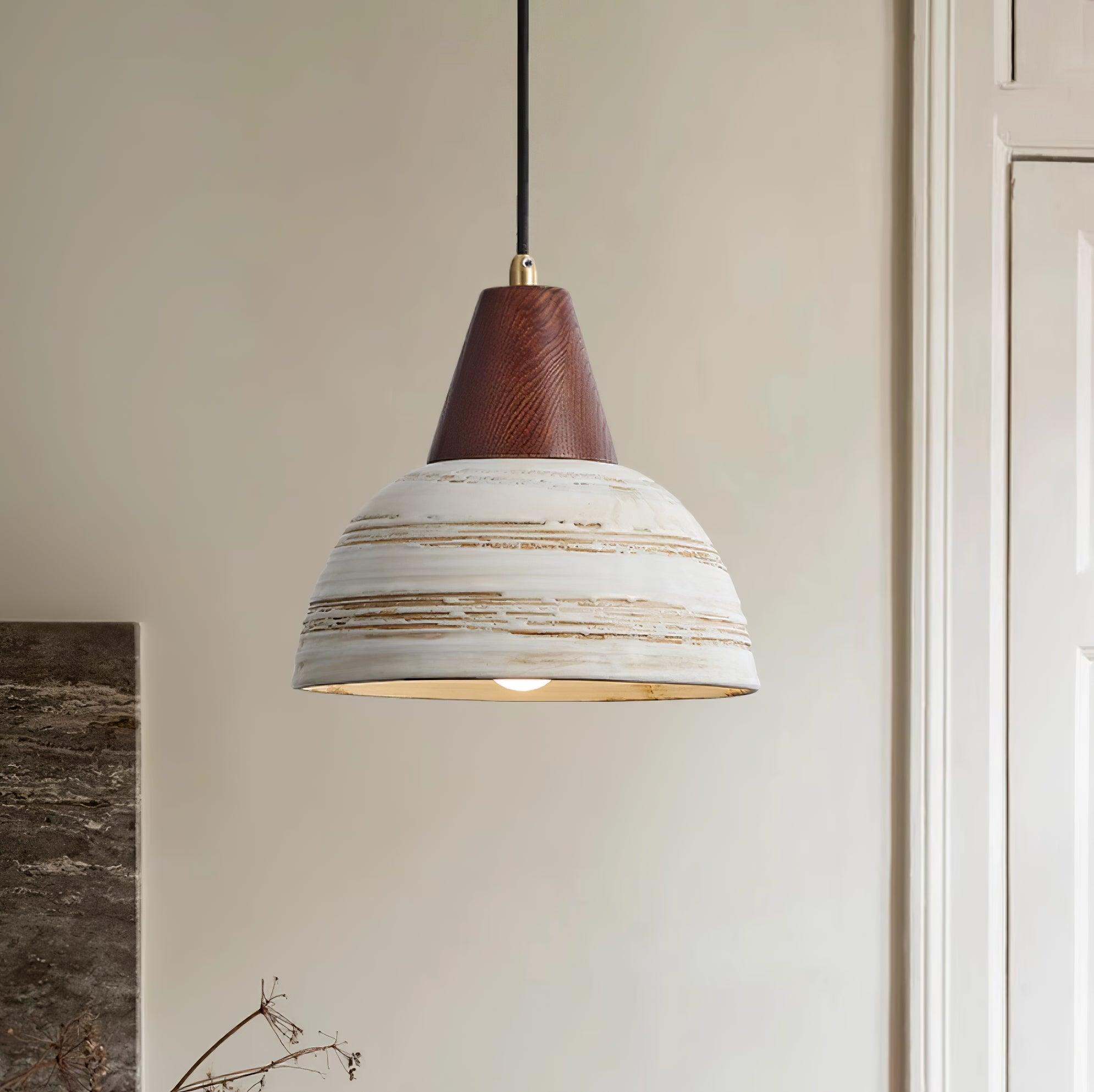 Pendant Lamp Textured Ceramic Shade Tapered Nordic Minimalist - Neutralighting
