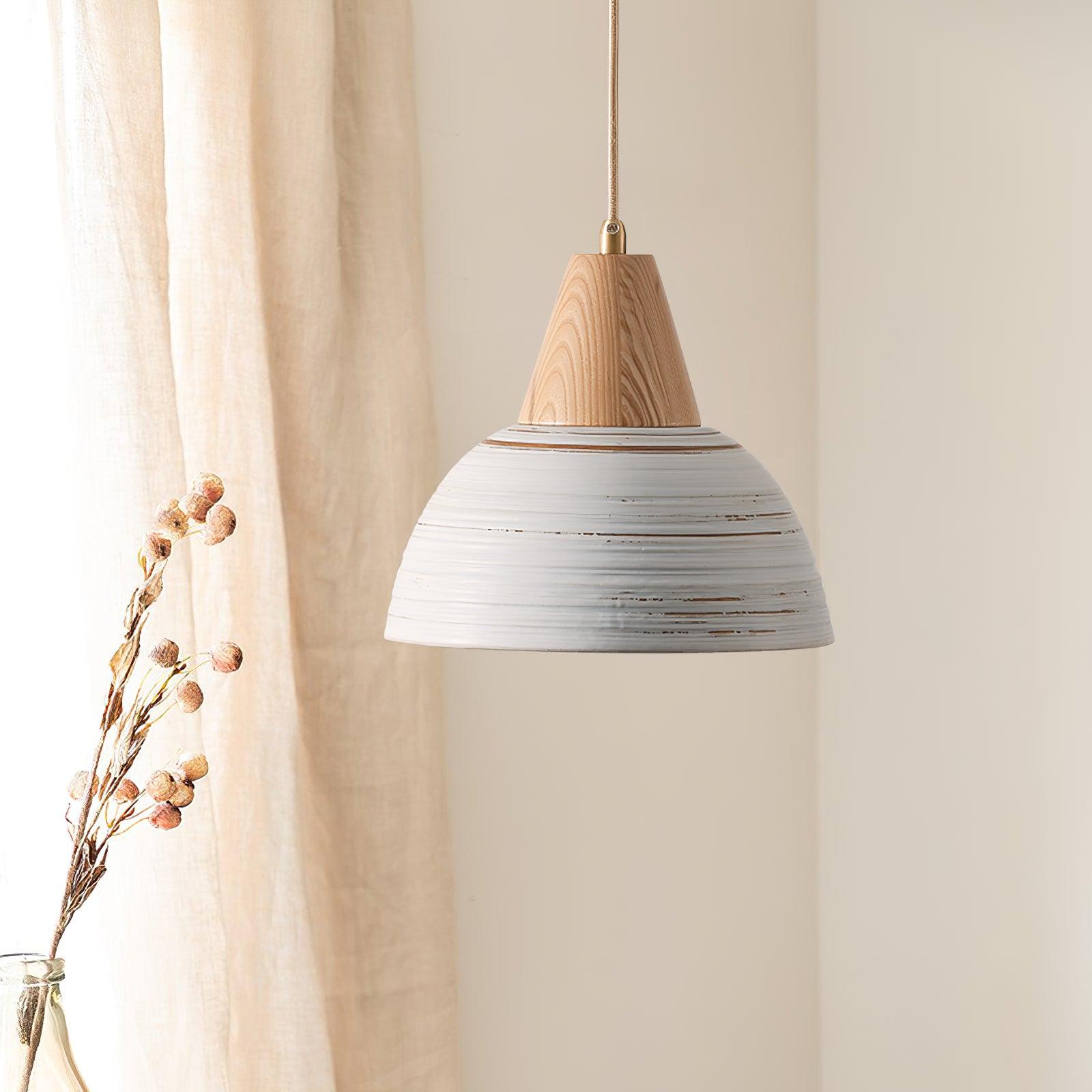 Pendant Lamp Textured Ceramic Shade Tapered Nordic Minimalist - Neutralighting