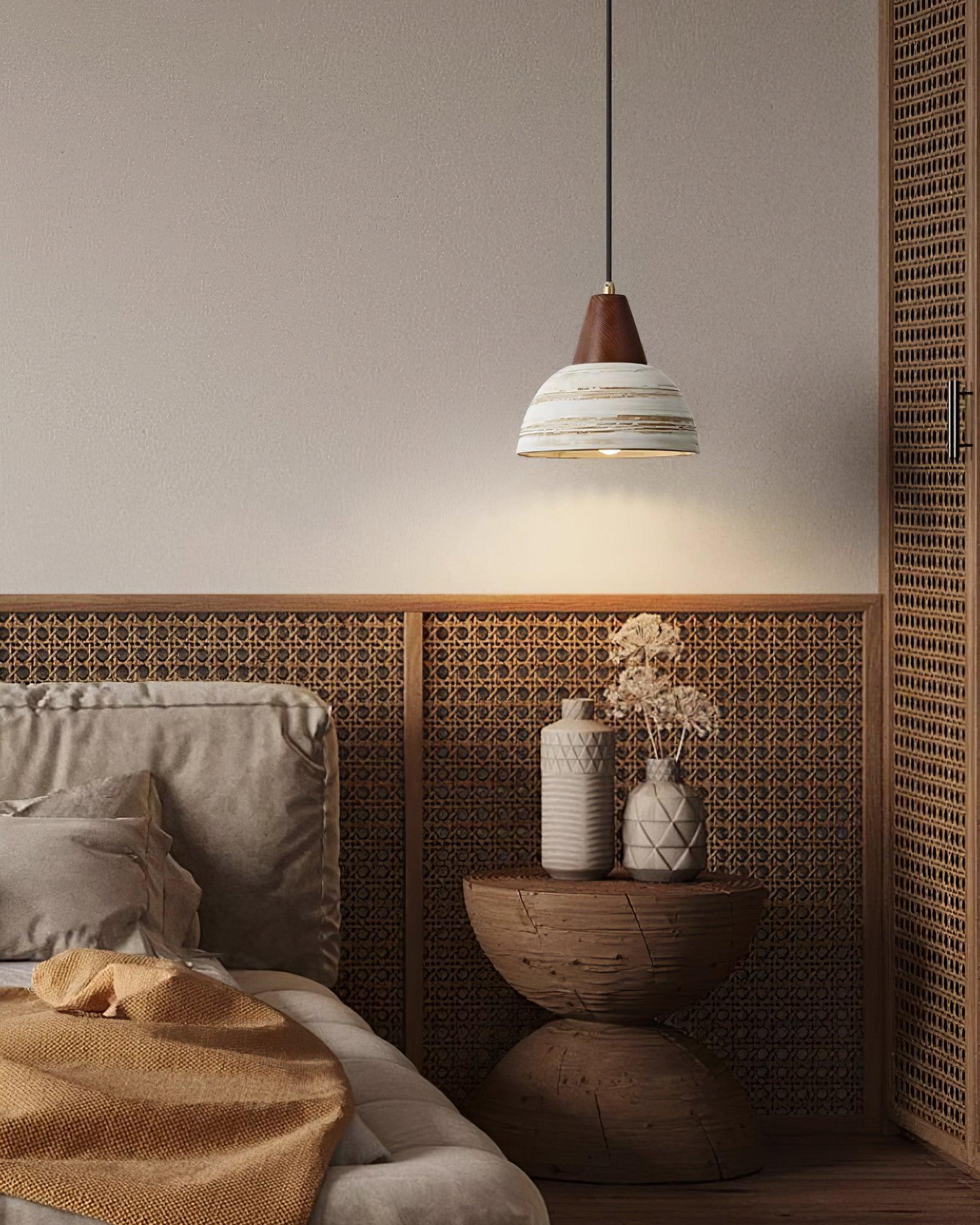 Pendant Lamp Textured Ceramic Shade Tapered Nordic Minimalist - Neutralighting