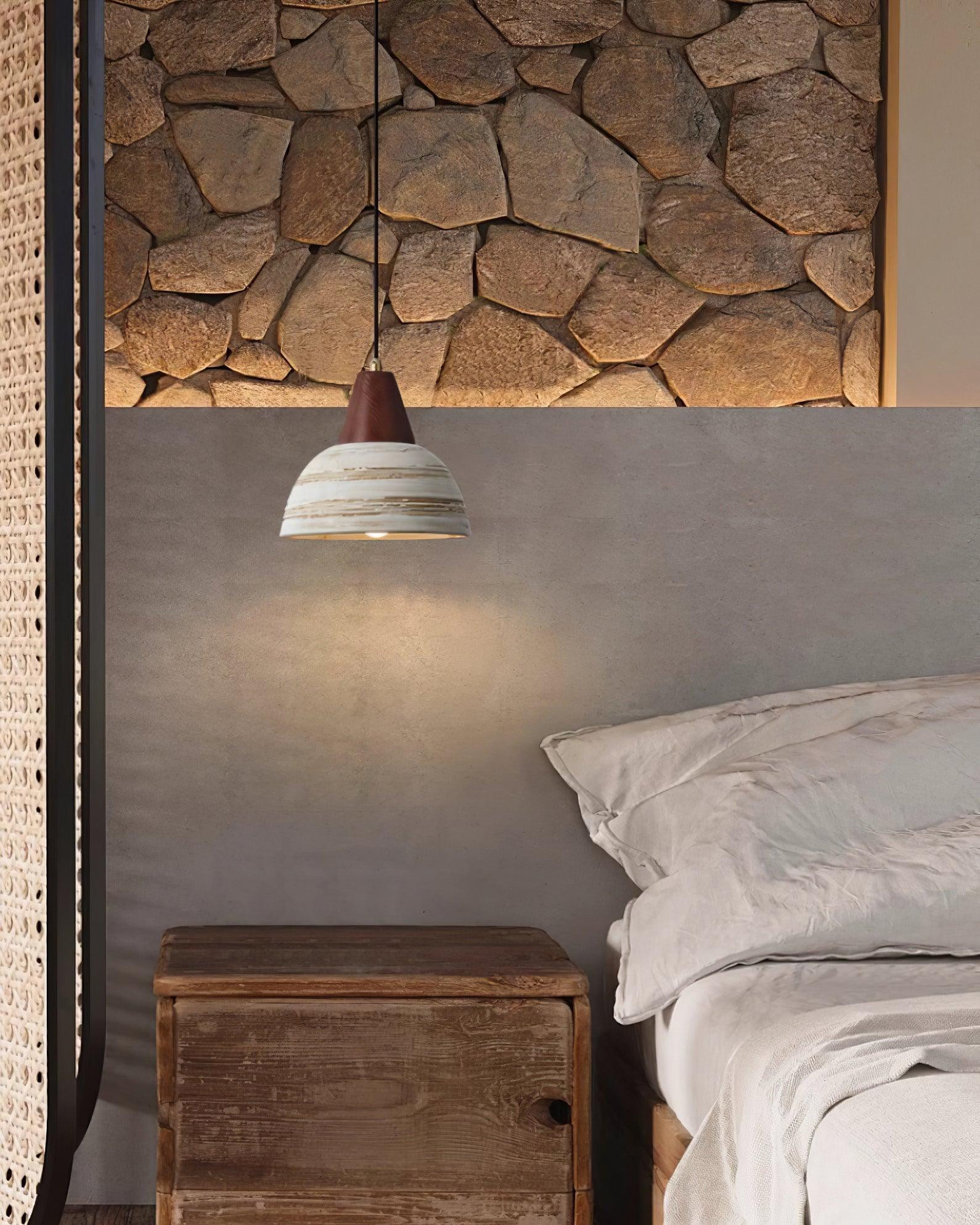 Pendant Lamp Textured Ceramic Shade Tapered Nordic Minimalist - Neutralighting