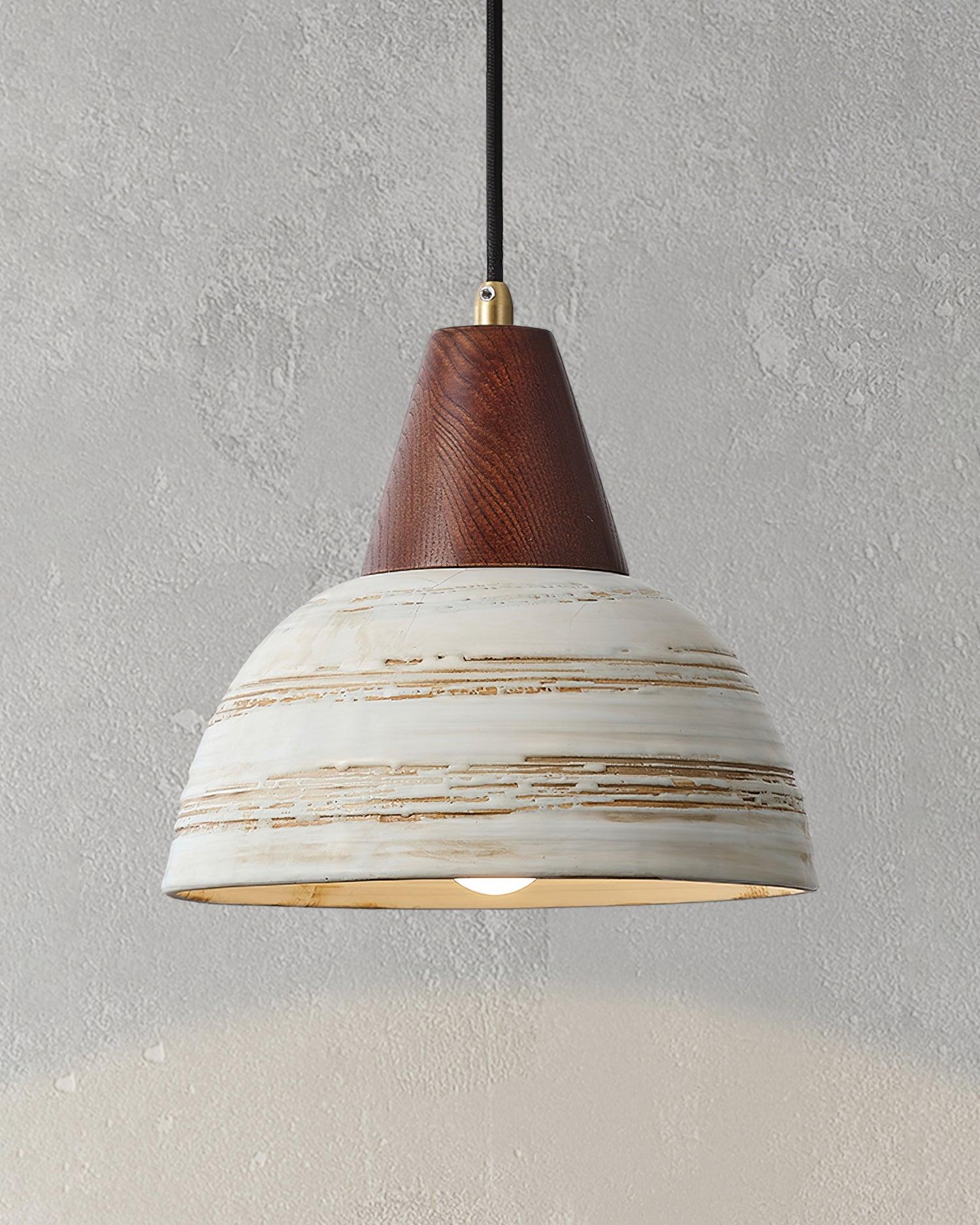 Pendant Lamp Textured Ceramic Shade Tapered Nordic Minimalist - Neutralighting
