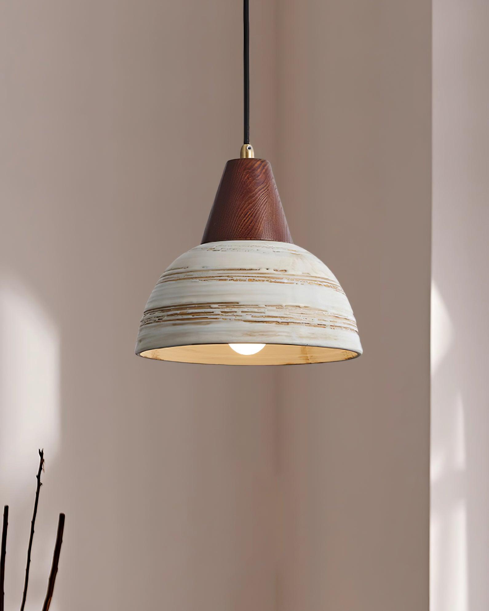 Pendant Lamp Textured Ceramic Shade Tapered Nordic Minimalist - Neutralighting