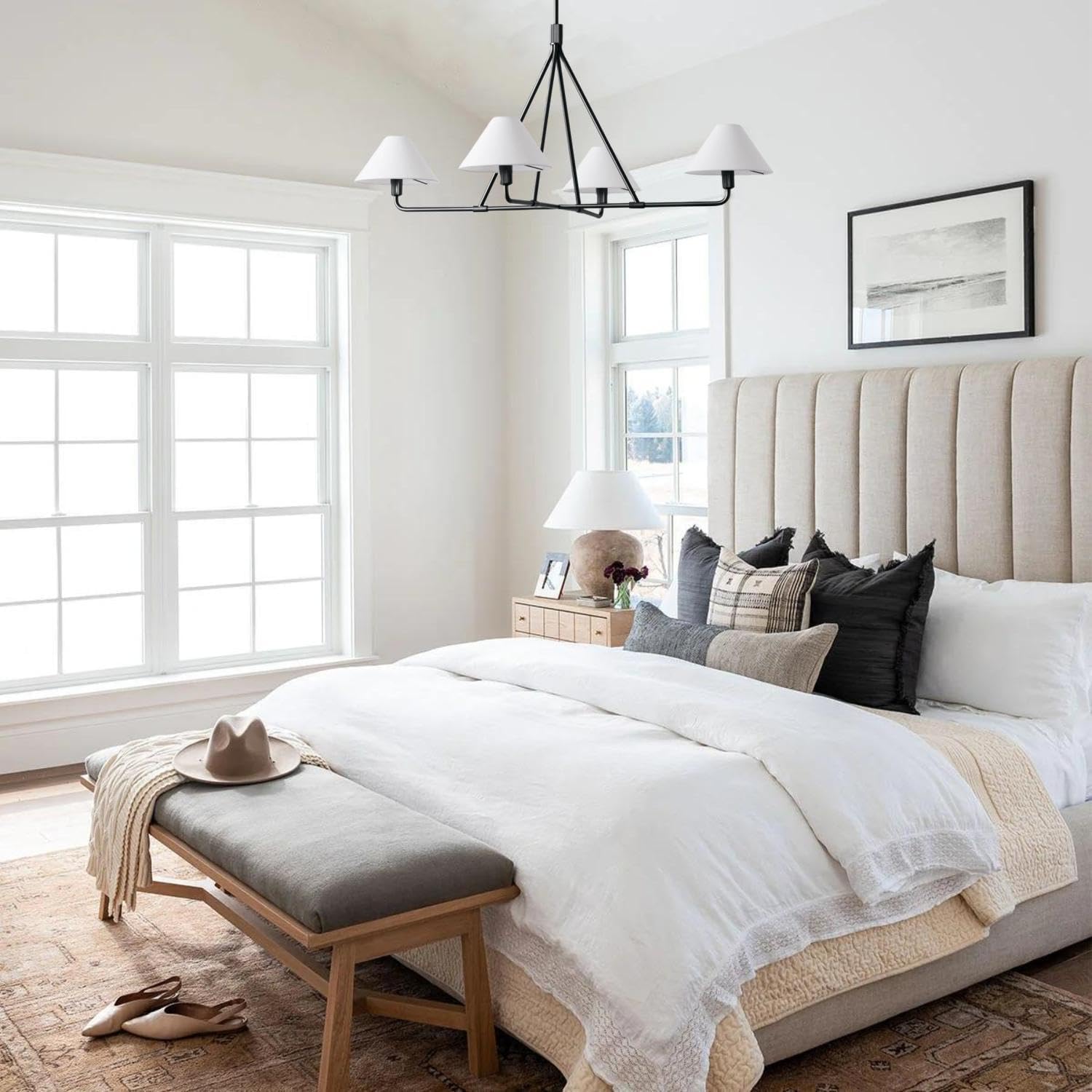 Ornuvyh Vintage Industrial Metal Fabric Chandelier - Neutralighting