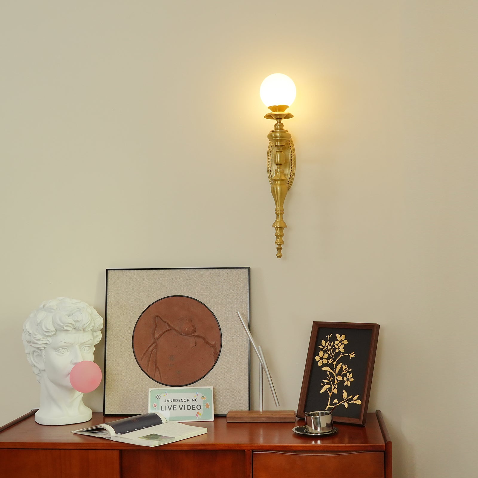 Wall Lamp Sculpted Brass Body Globe Shade Classic Elegant Statement - Neutralighting