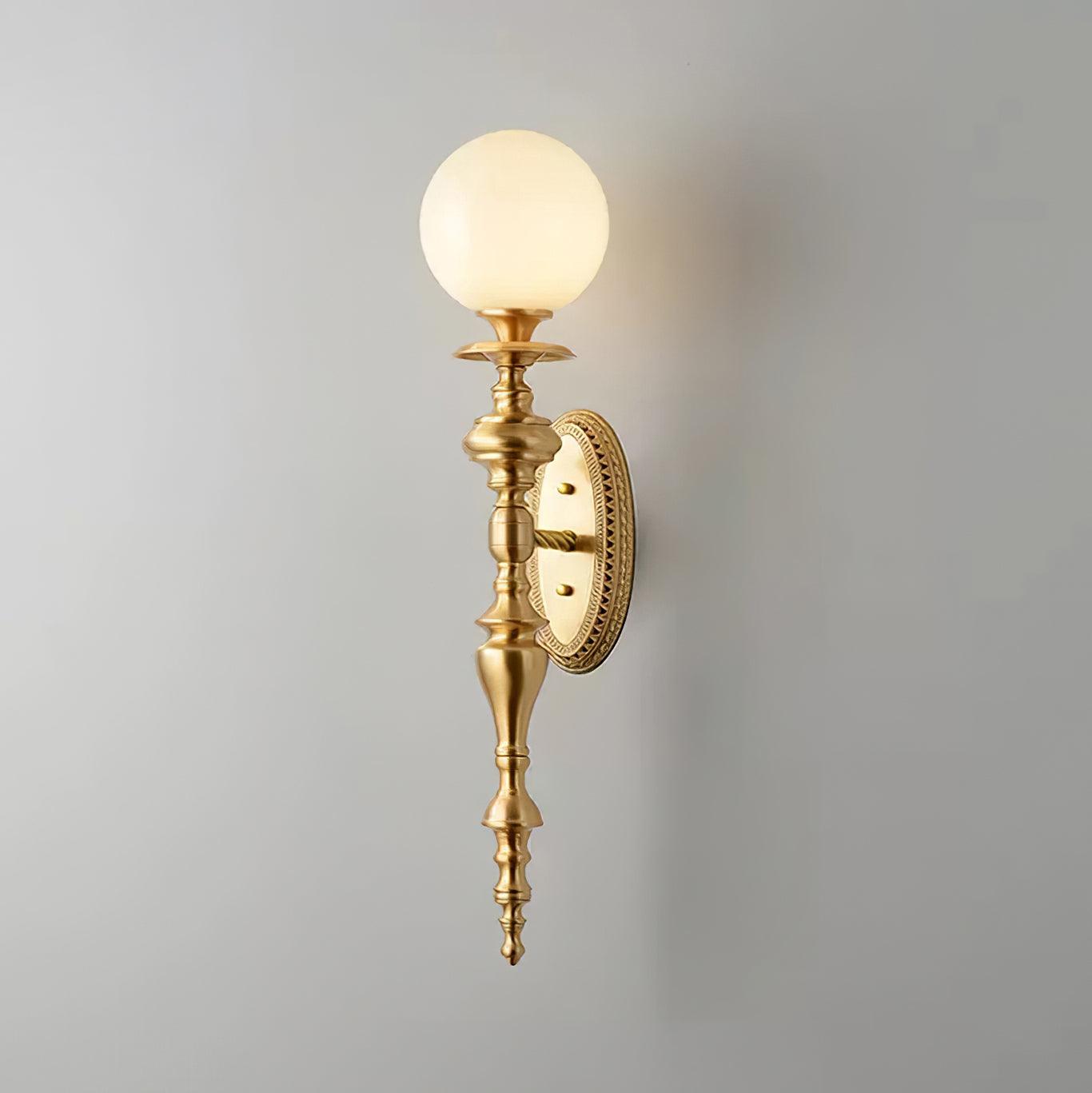 Wall Lamp Sculpted Brass Body Globe Shade Classic Elegant Statement - Neutralighting