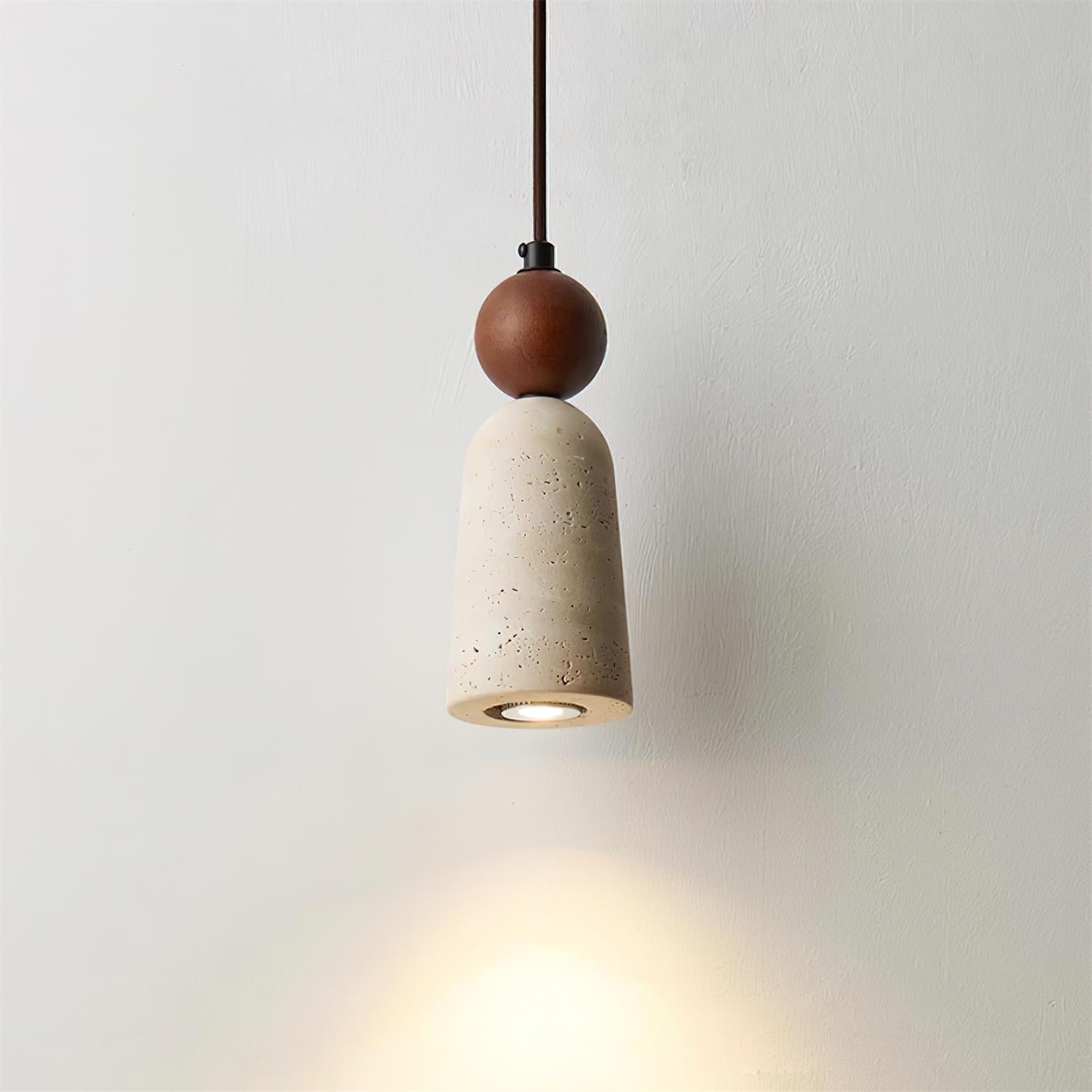 Bellaro Travertine & Wood Pendant Light - Neutralighting