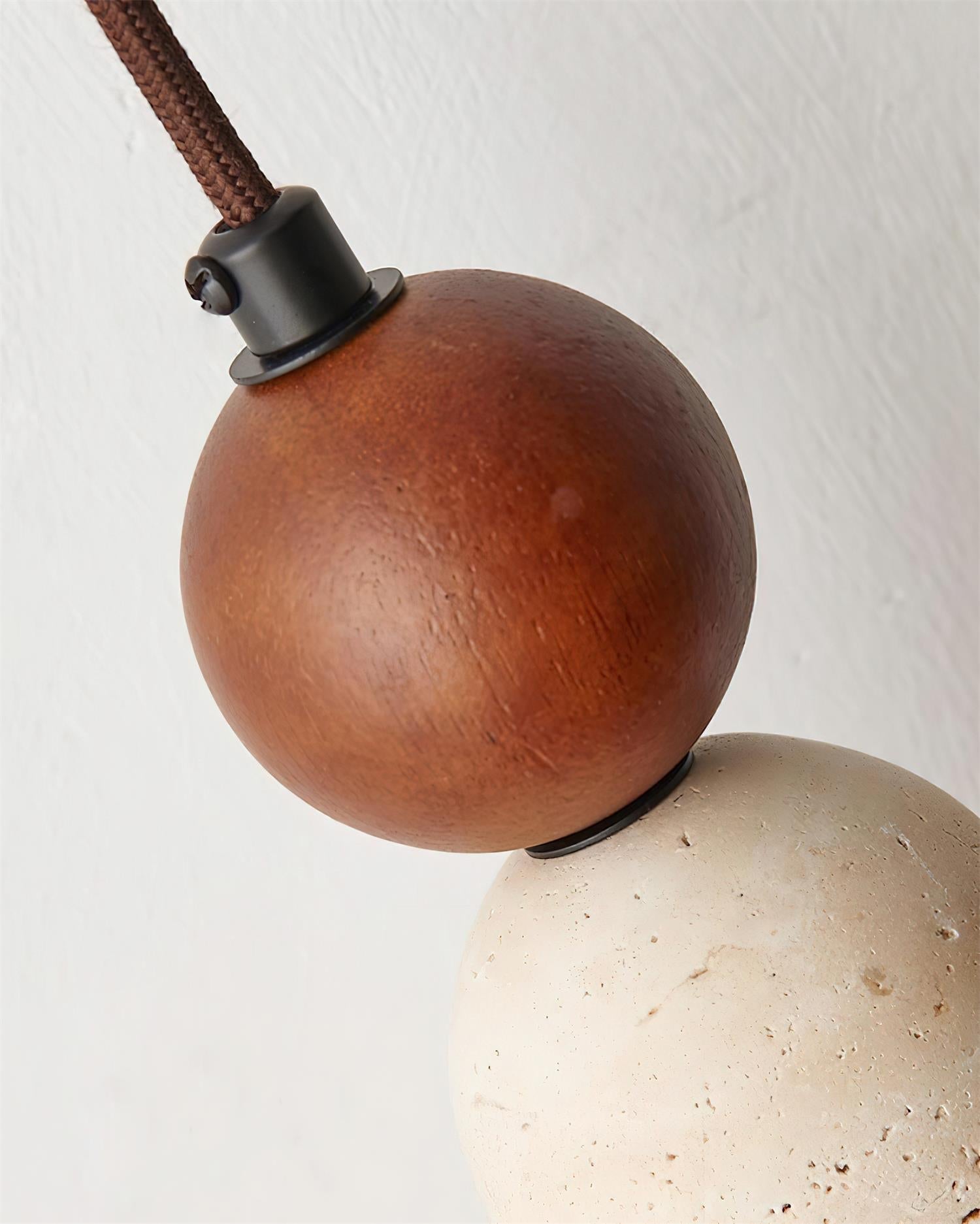 Bellaro Travertine & Wood Pendant Light - Neutralighting