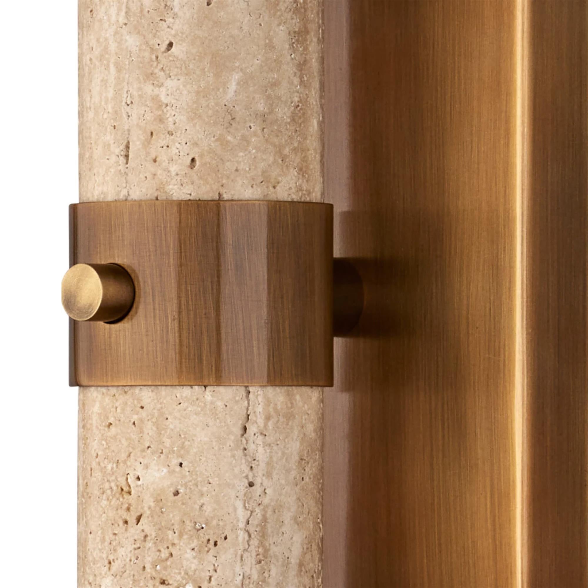 Dvaluvyh Modern Minimalist Travertine Metal Glass Wall Lamp - Neutralighting