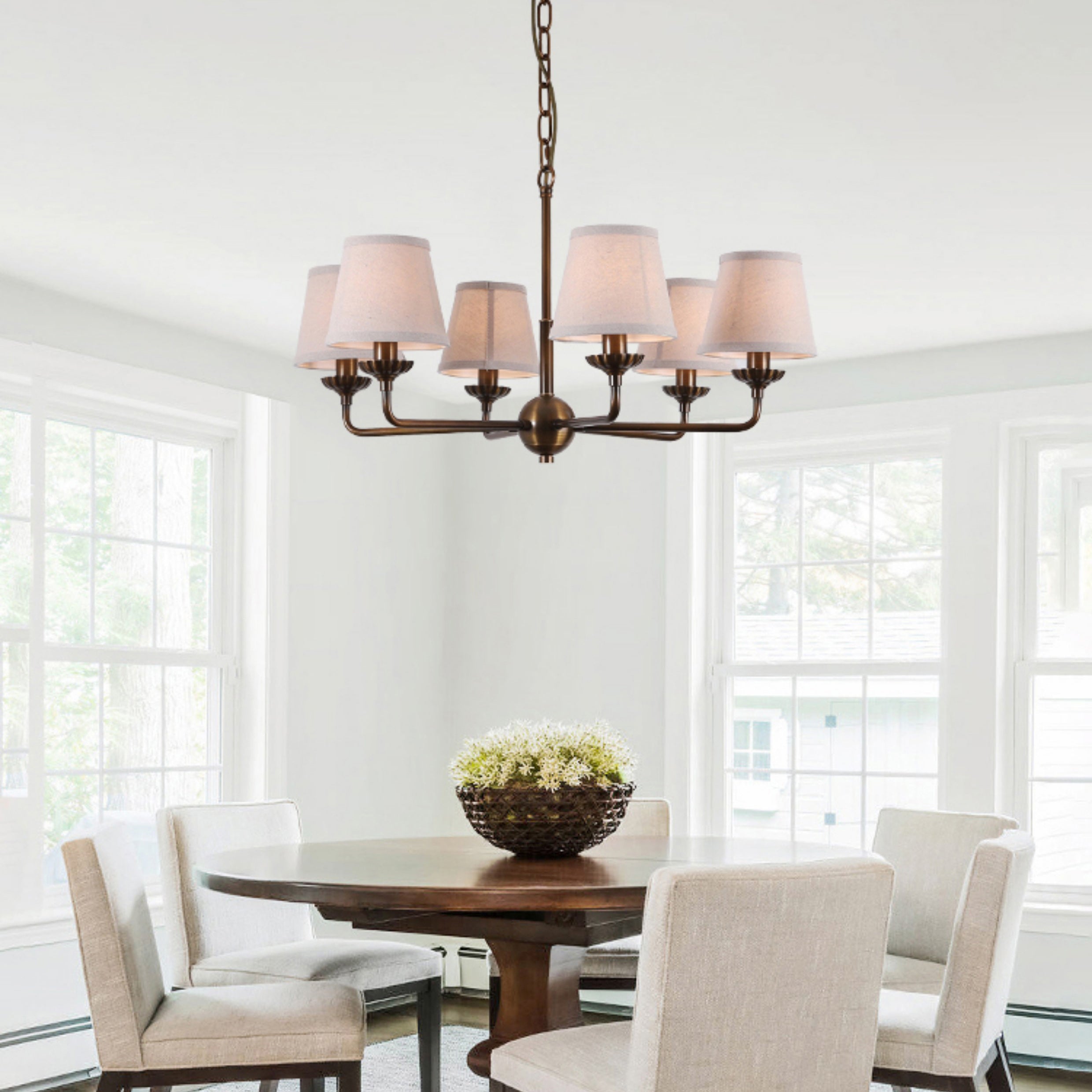 Gloruvyh Vintage Industrial Fabric Metal Chandelier - Neutralighting