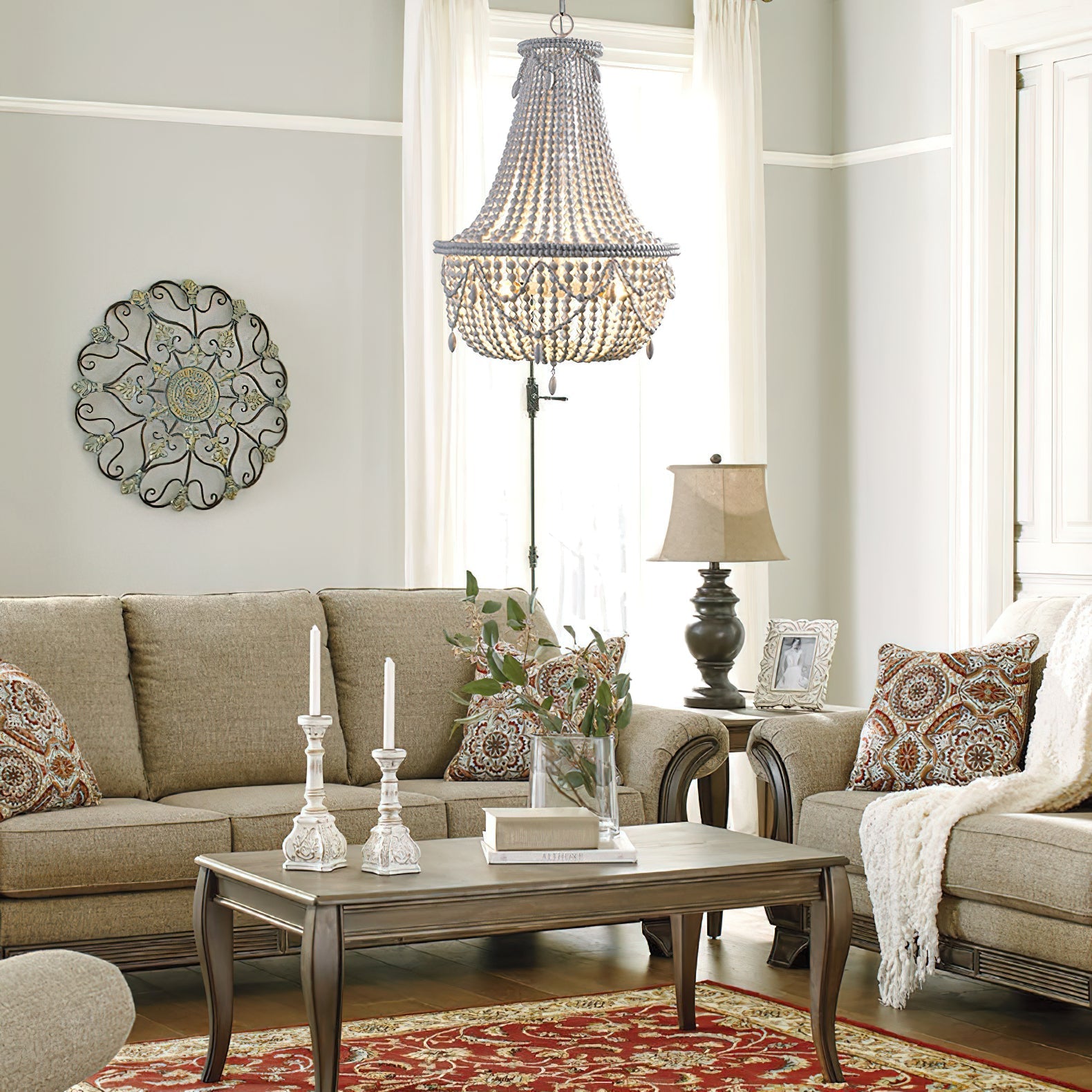 Eirikuvyu Postmodern Luxury Bead Metal Wood Chandelier - Neutralighting