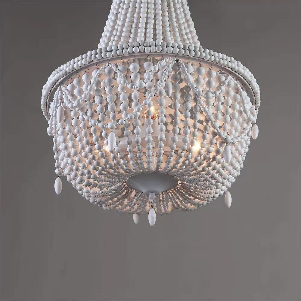 Eirikuvyu Postmodern Luxury Bead Metal Wood Chandelier - Neutralighting
