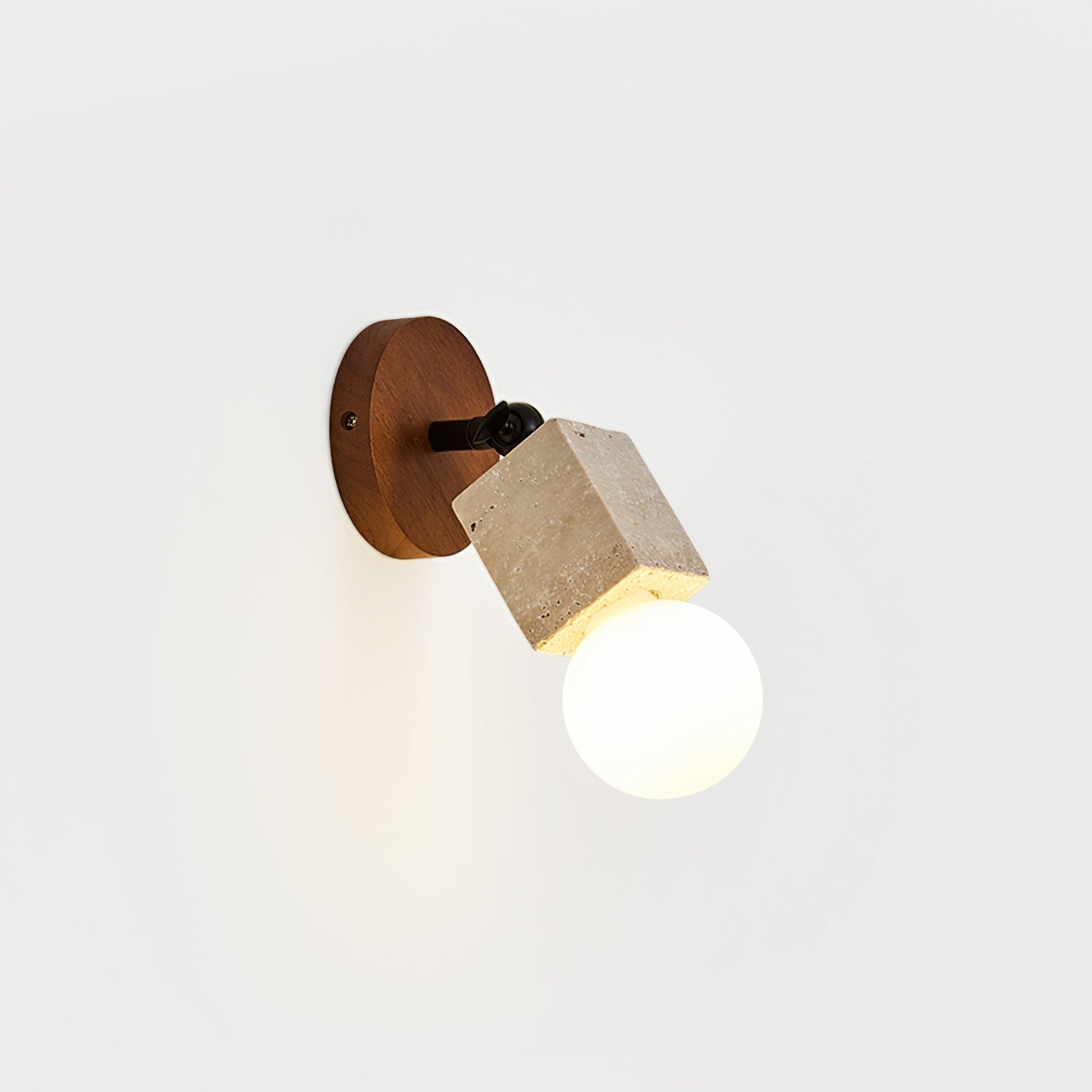 Ritta Cute Travertine Wall Lamp Wood Plate - Neutralighting