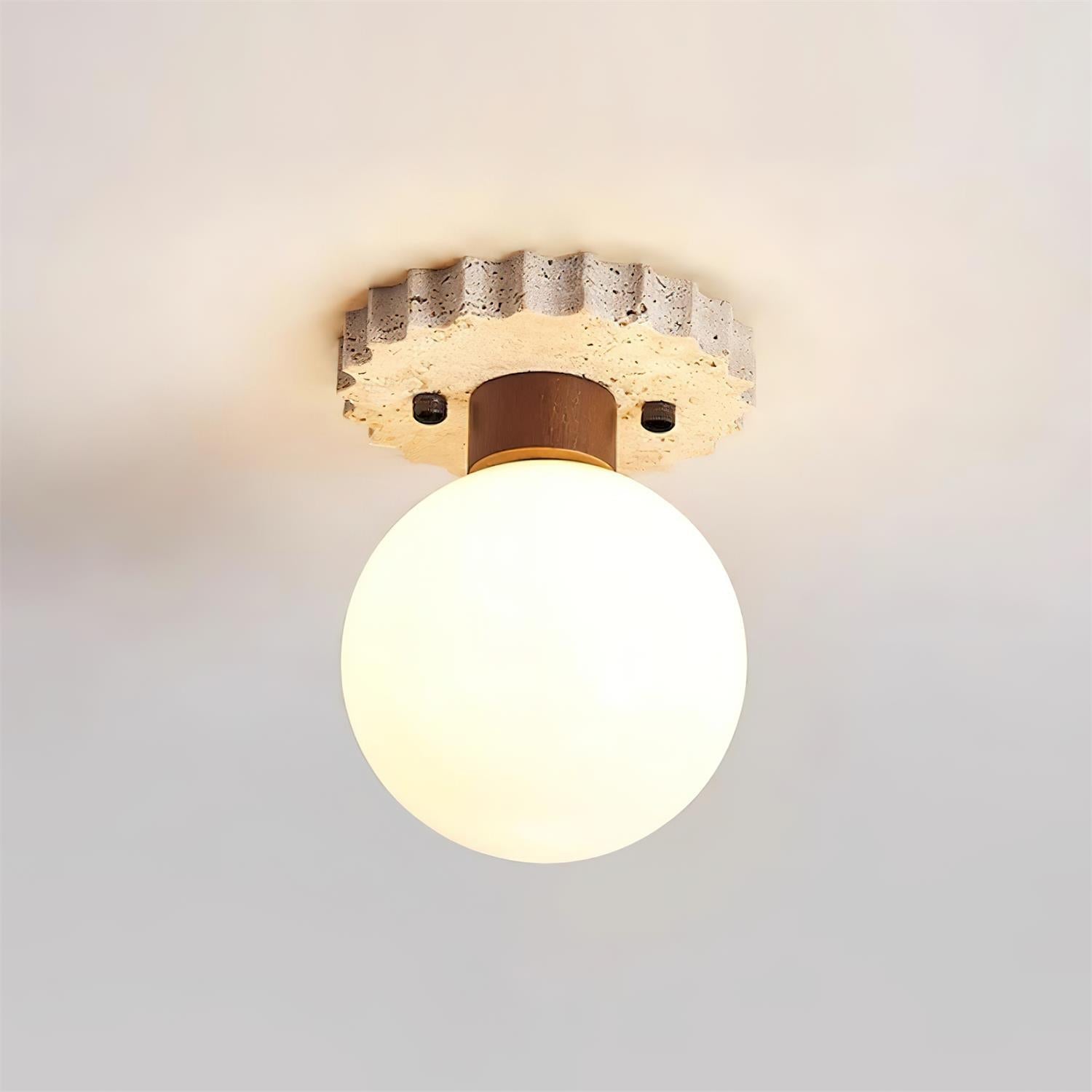 Ritta Ceiling Light Travertine Scalloped Base - Neutralighting