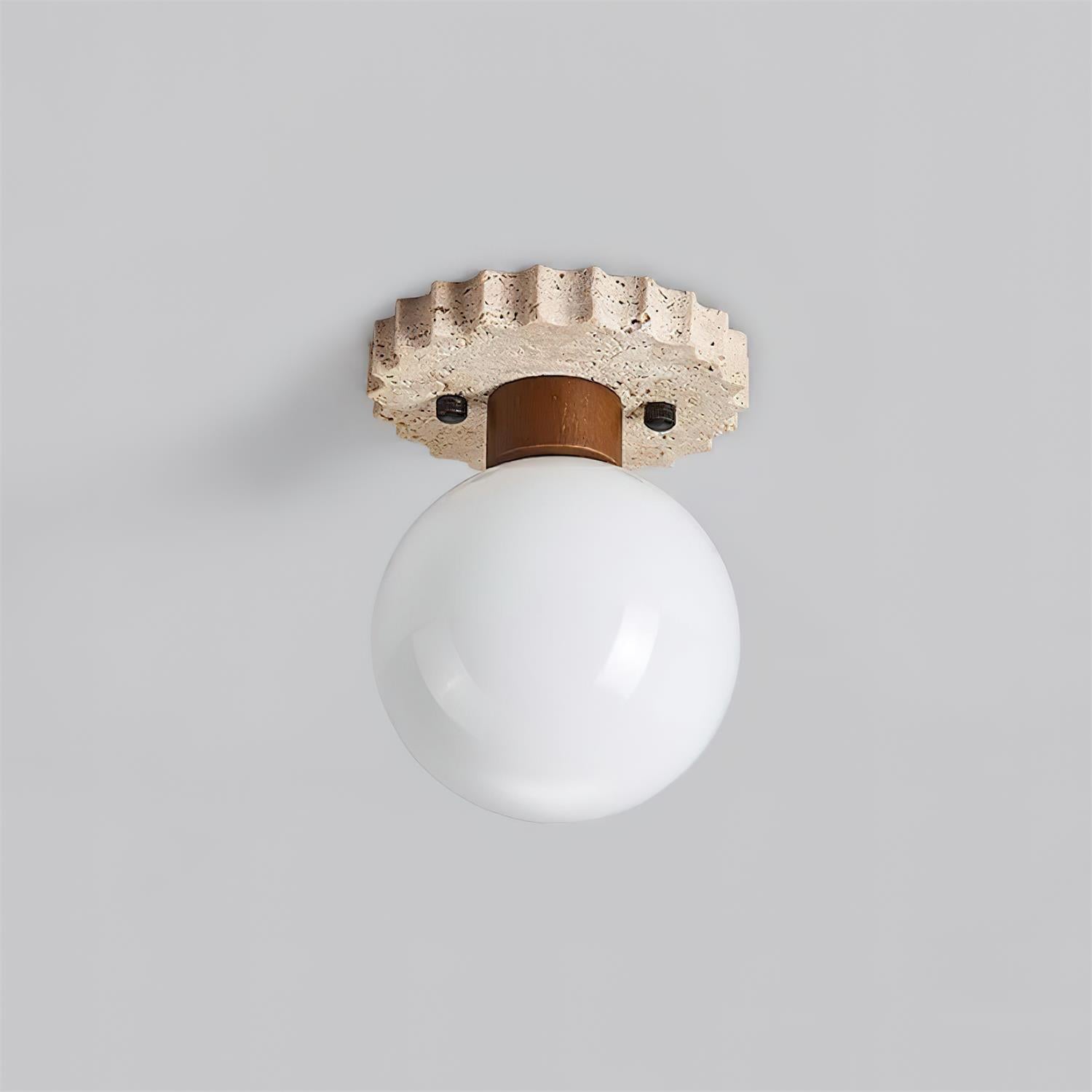 Ritta Ceiling Light Travertine Scalloped Base - Neutralighting