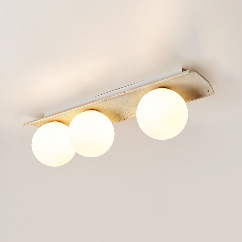 Bianca Globe Modern Minimalist Travertine Glass Ceiling Lamp - Neutralighting