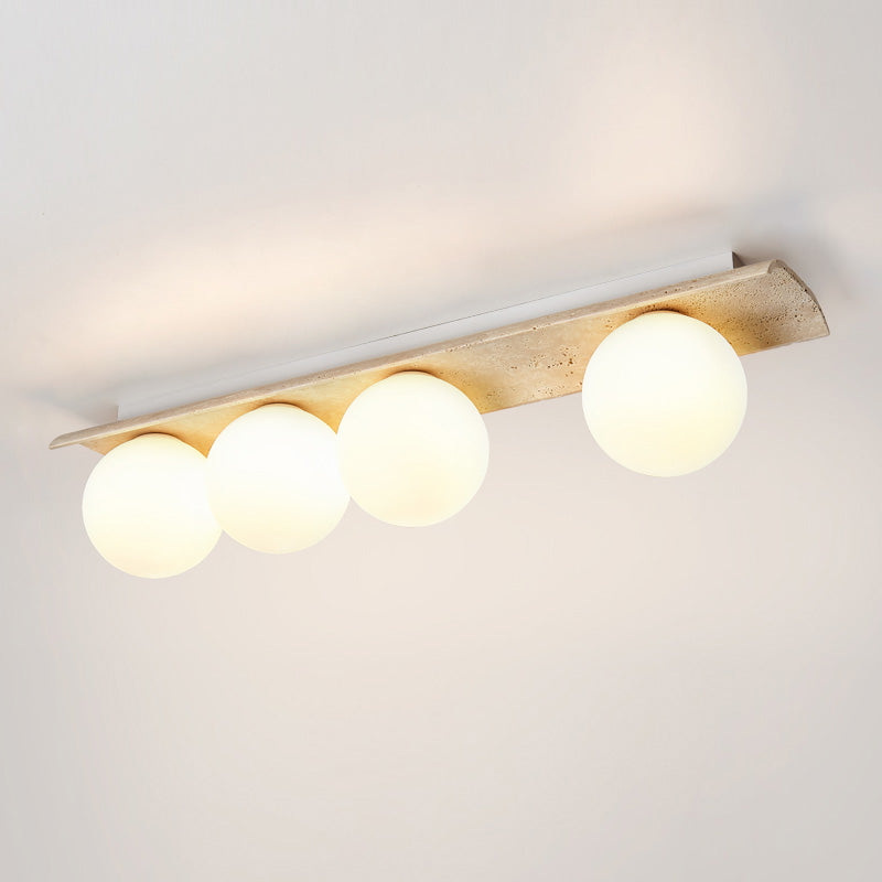 Bianca Globe Modern Minimalist Travertine Glass Ceiling Lamp - Neutralighting