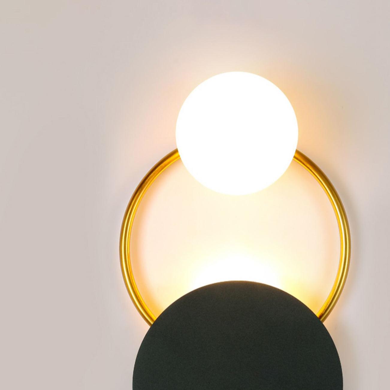 Arisha Modern LED Triple Rings Wall Lamp, Metal/Glass, Gold/Black, Bedroom - Neutralighting
