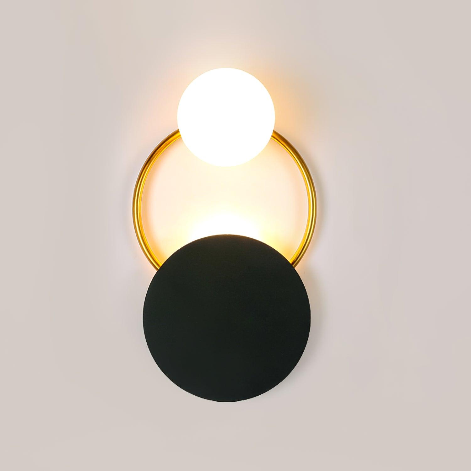 Arisha Modern LED Triple Rings Wall Lamp, Metal/Glass, Gold/Black, Bedroom - Neutralighting
