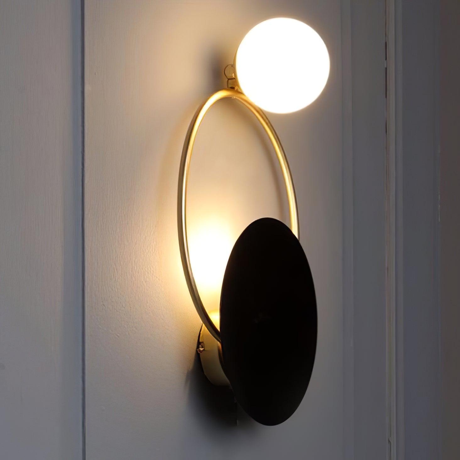 Arisha Modern LED Triple Rings Wall Lamp, Metal/Glass, Gold/Black, Bedroom - Neutralighting