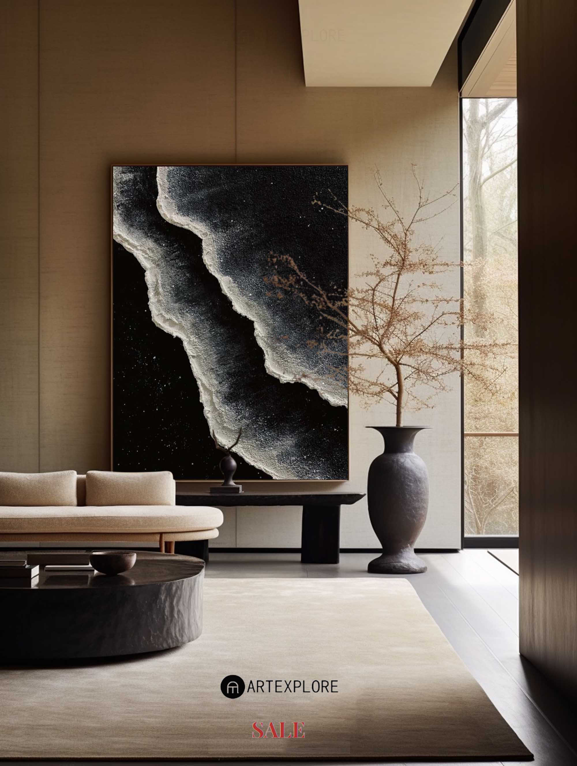 Black And White Seascape Painting