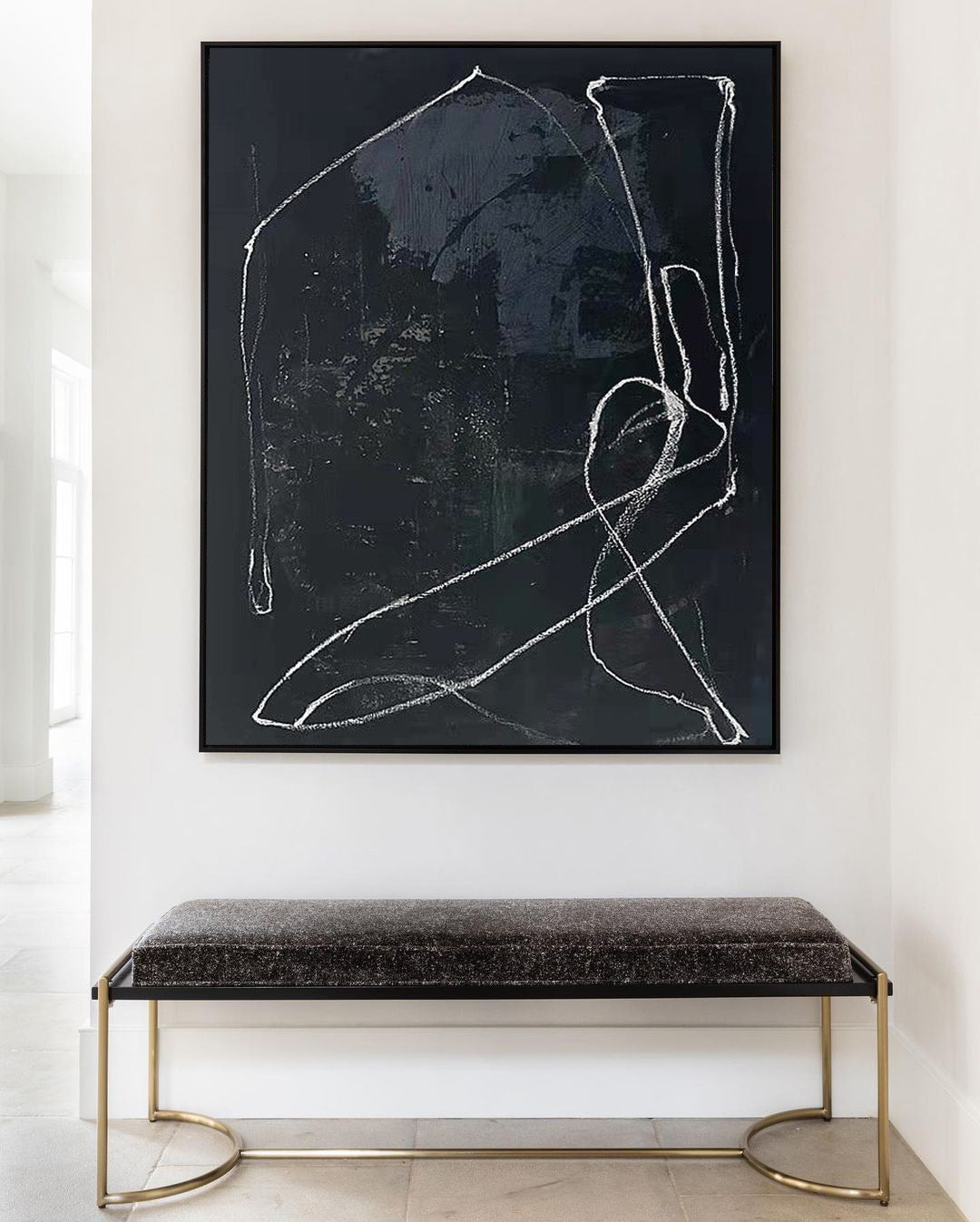 Bold Black Linear Abstract Contemporary Wall Art