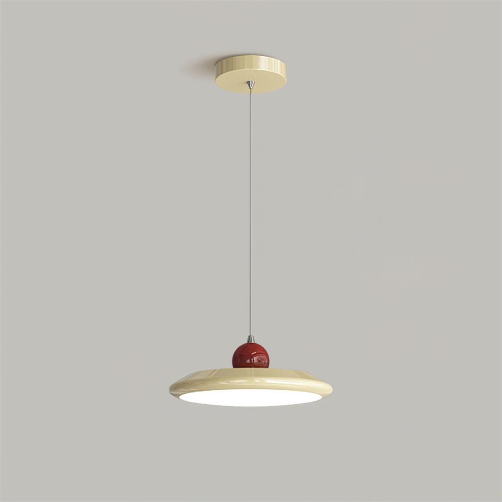 Pendant Lamp White Disc Green Trim Red Bold - Neutralighting